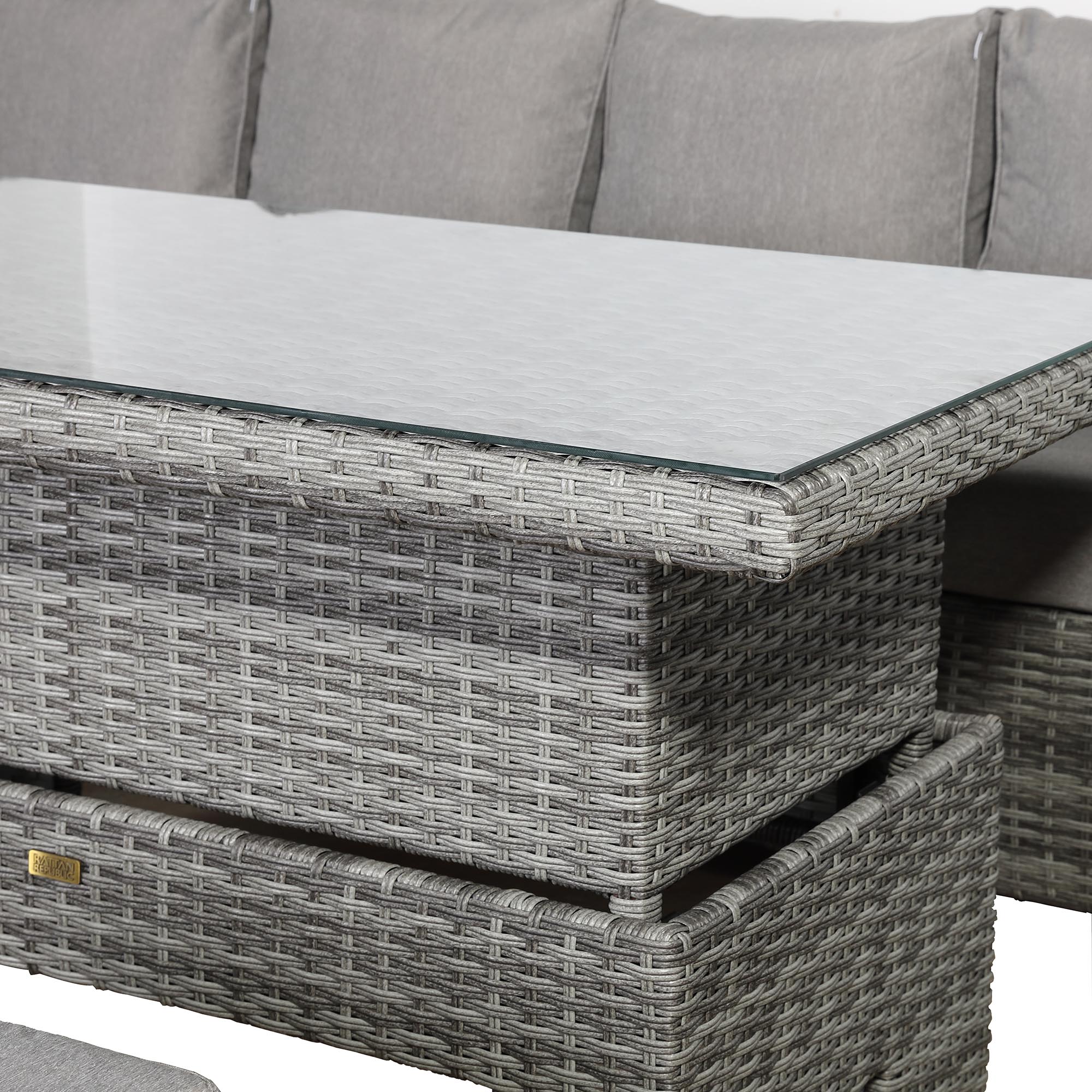 Sorrento Large Corner Dining Set with Rising Table in Grey (Left Hand) - AMC Furniture