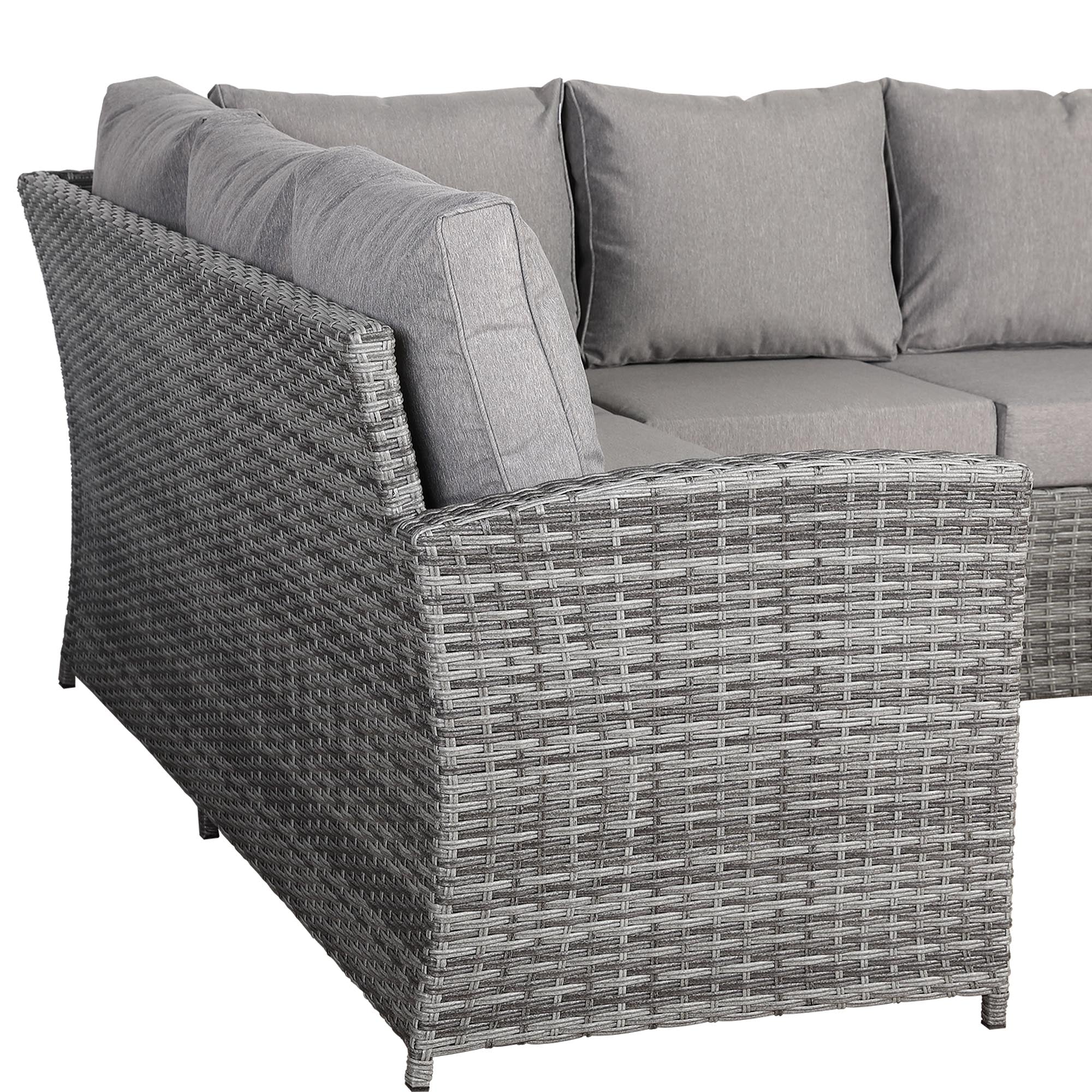 Sorrento Large Corner Dining Set with Rising Table in Grey (Left Hand) - AMC Furniture