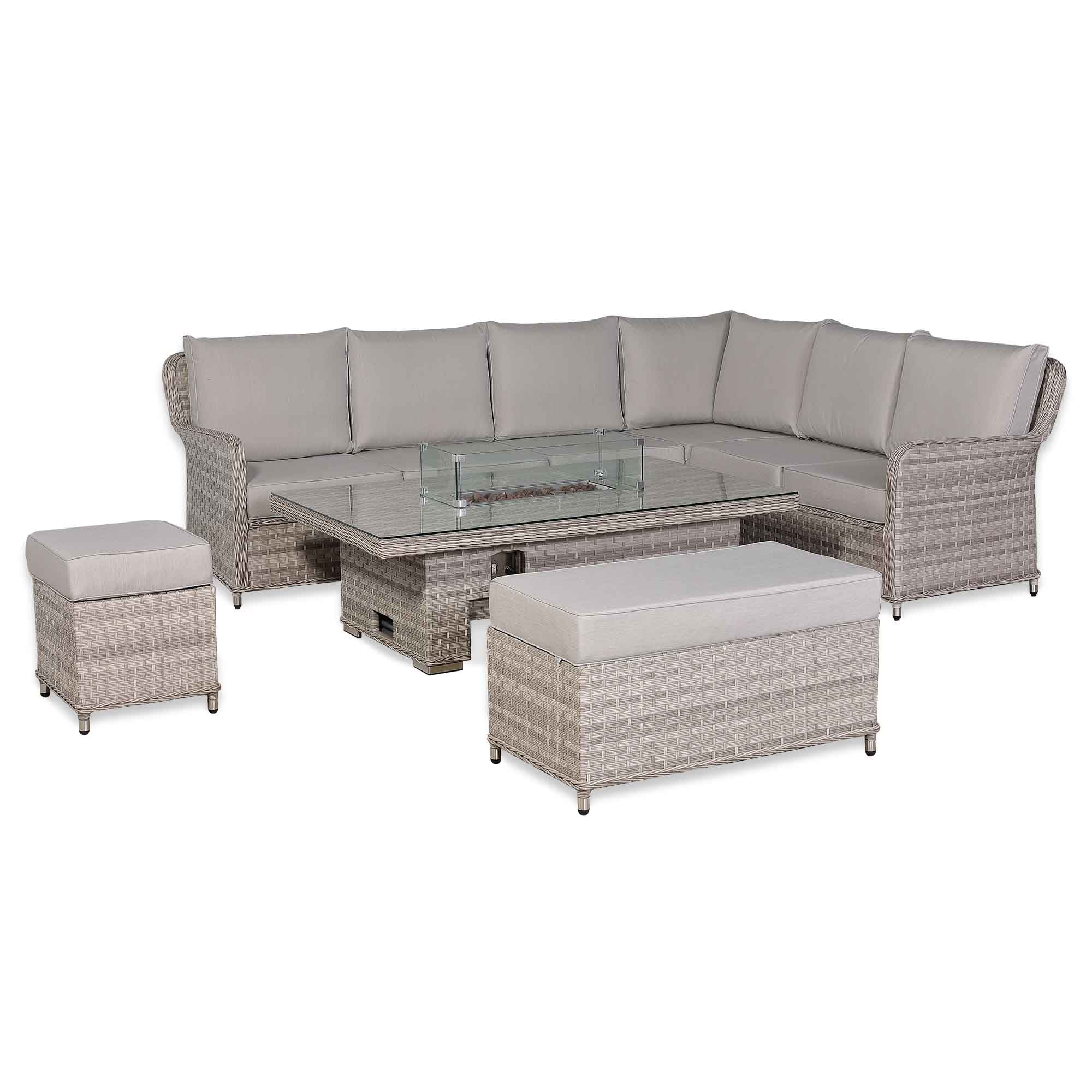 Palermo Large Right-Hand Corner Sofa Set with Rising Fire Pit Table - AMC Furniture