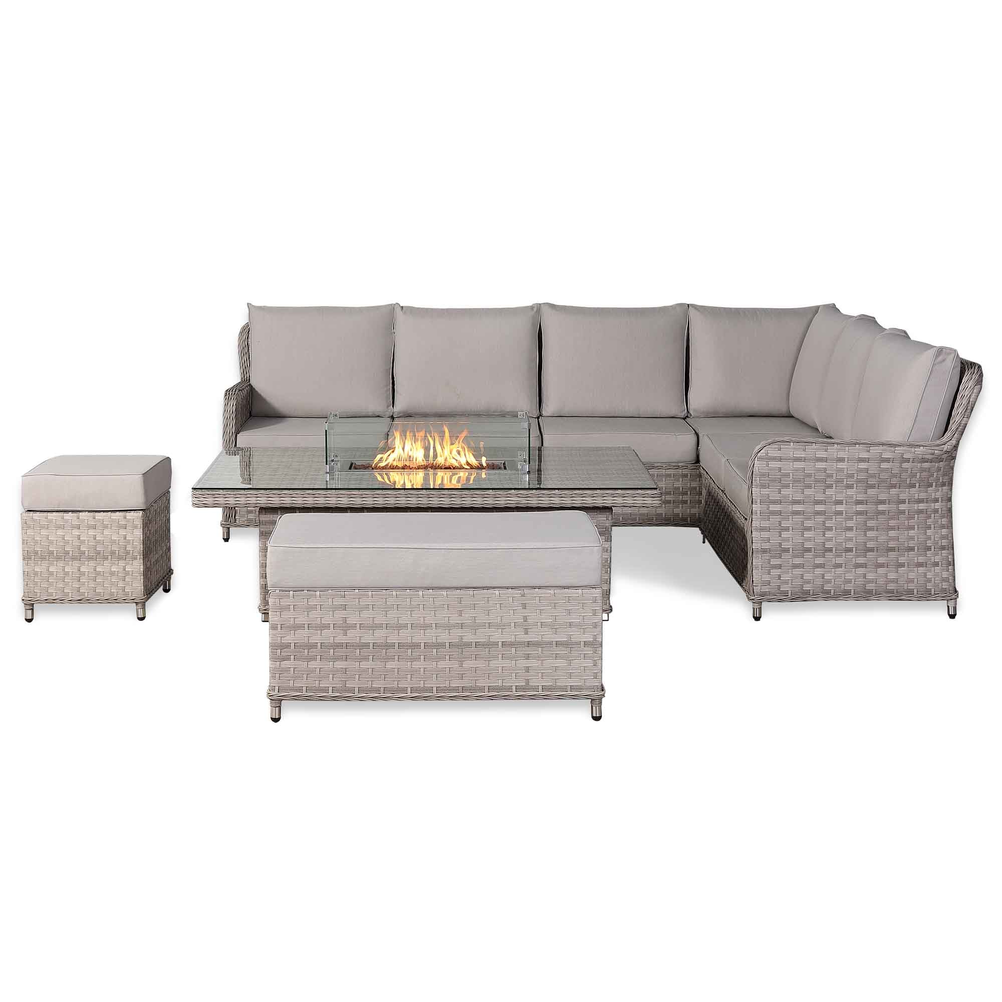 Palermo Large Right-Hand Corner Sofa Set with Rising Fire Pit Table - AMC Furniture