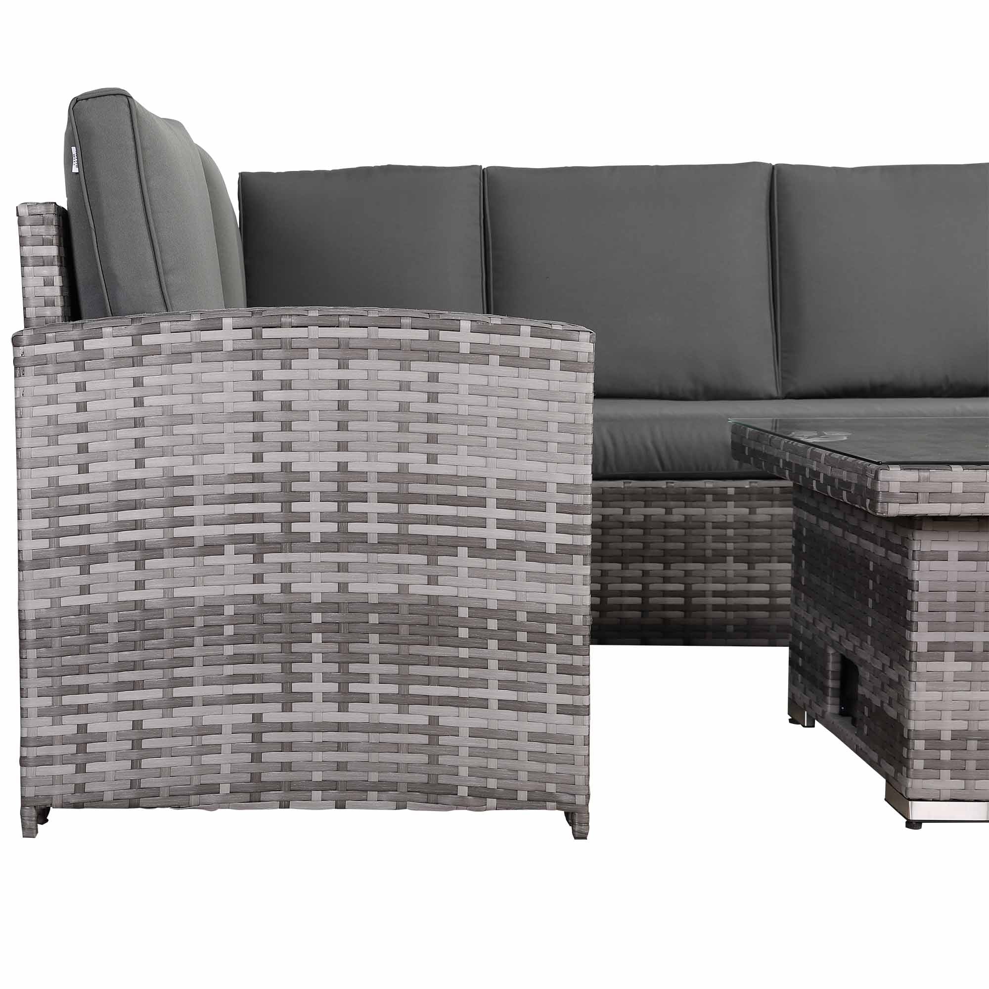 Rhodes Square Corner Sofa Dining Set with Rising Table in Grey - AMC Furniture