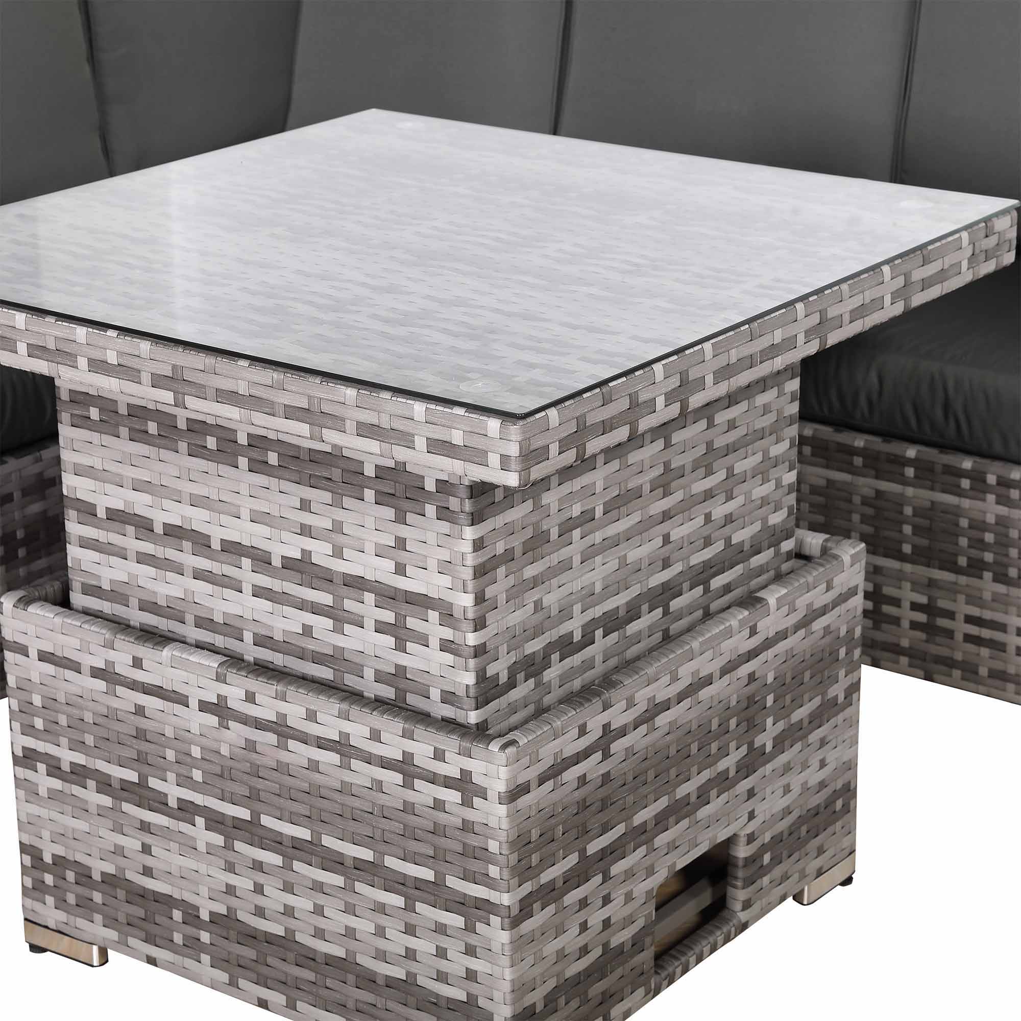 Rhodes Square Corner Sofa Dining Set with Rising Table in Grey - AMC Furniture
