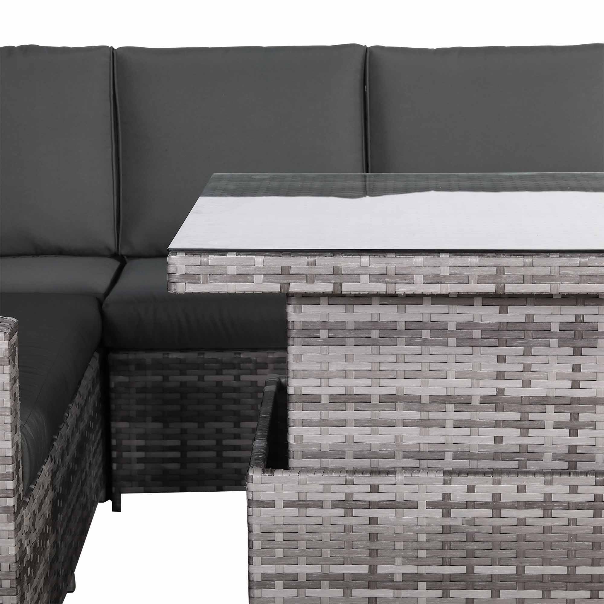 Rhodes Square Corner Sofa Dining Set with Rising Table in Grey - AMC Furniture