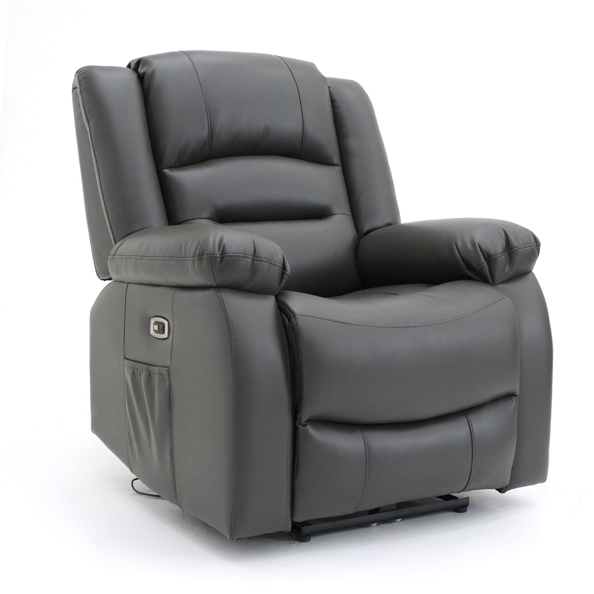 Maya Electric Recliner Armchair in Grey - side angle view (7021288783936)