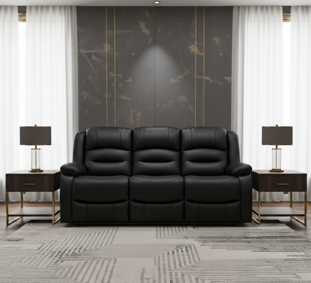 Maya Electric Recliner Sofa Black 3 Seater