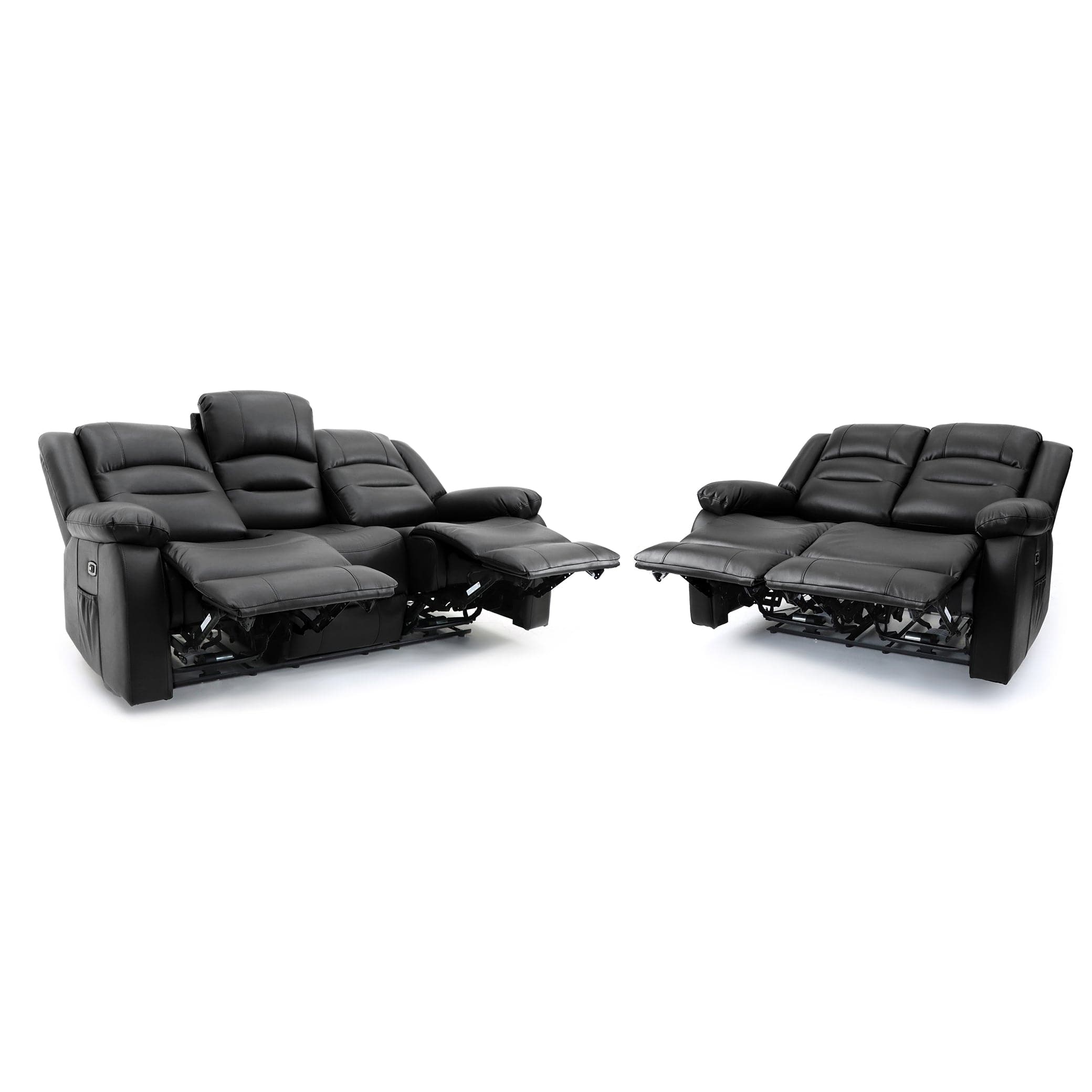 Maya Electric Recliner Sofa Black Three Plus Two Set - recline view (7021286555712)