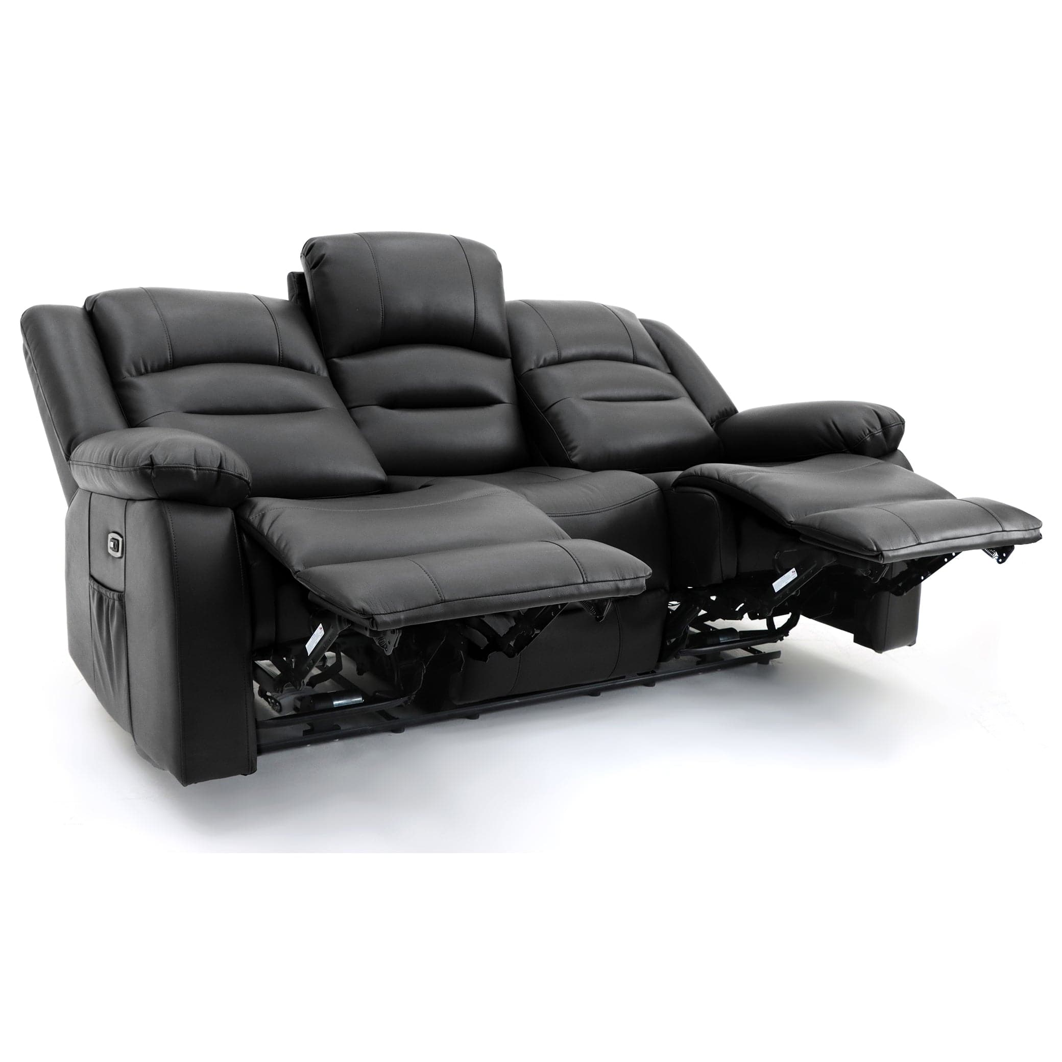Maya Electric Recliner Sofa Black Three Seater - recline view (7021286096960)