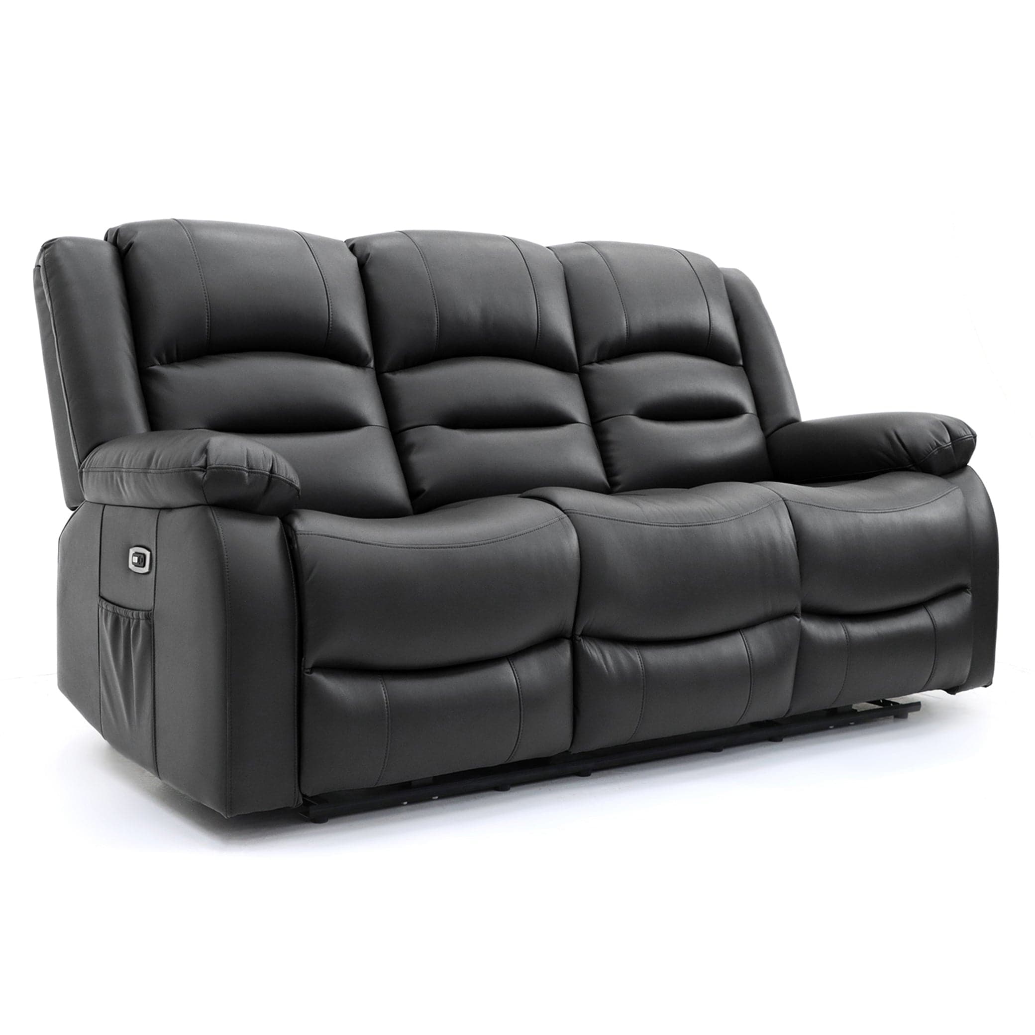 Maya Electric Recliner Sofa Black Three Seater - side angle view (7021286096960)