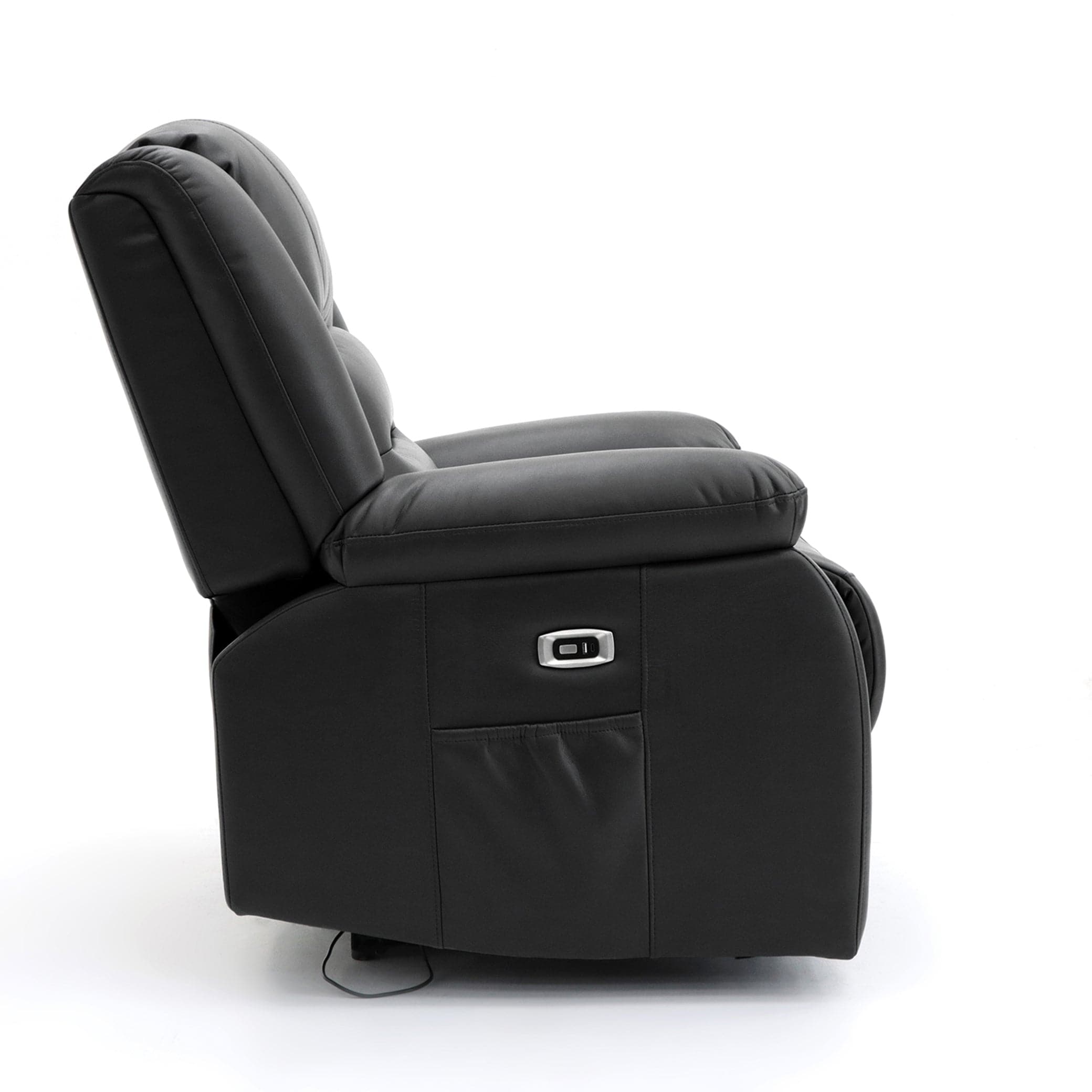 Maya Electric Recliner Sofa Black Two Seater - charging point view (7021285408832)