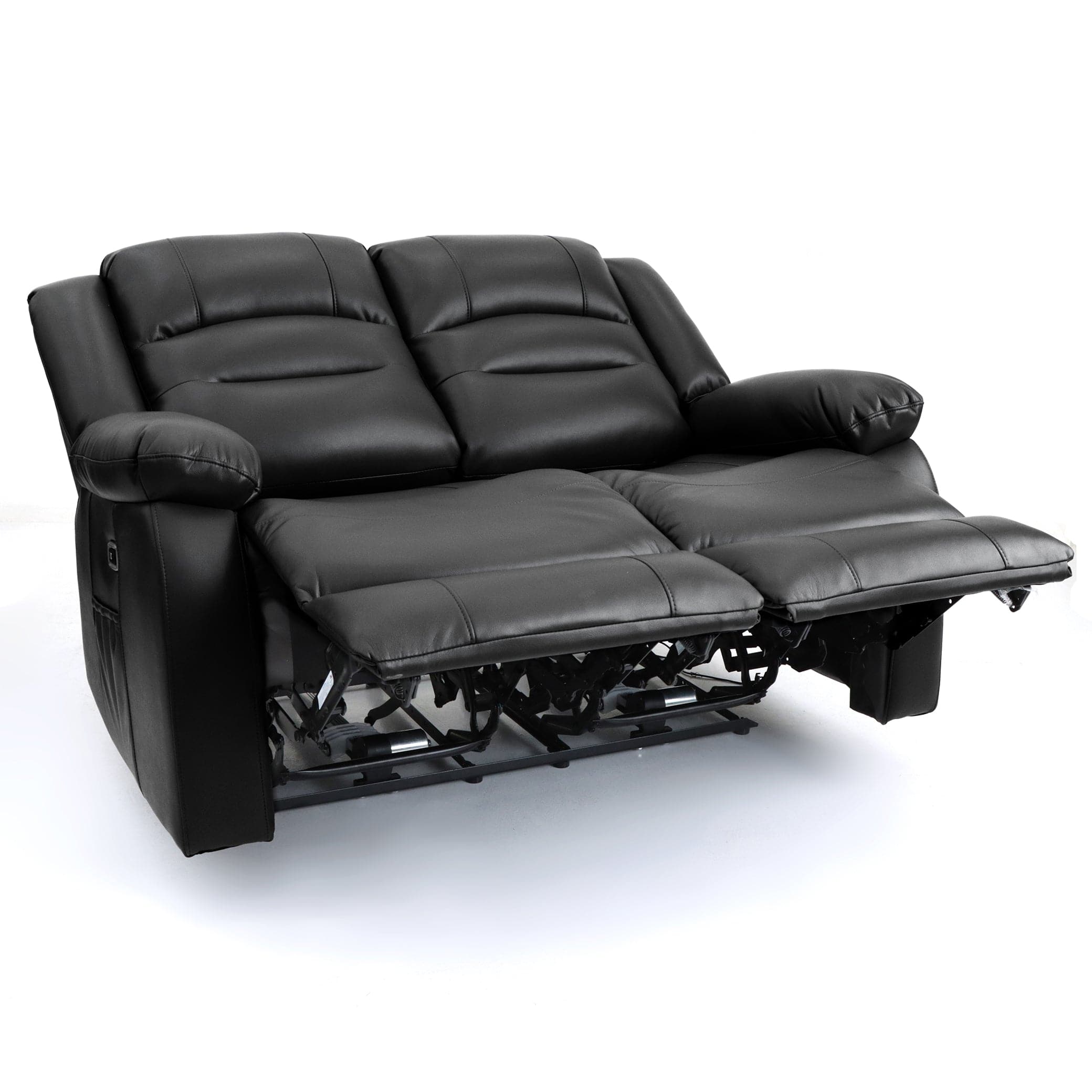 Maya Electric Recliner Sofa Black Two Seater - recline view (7021285408832)