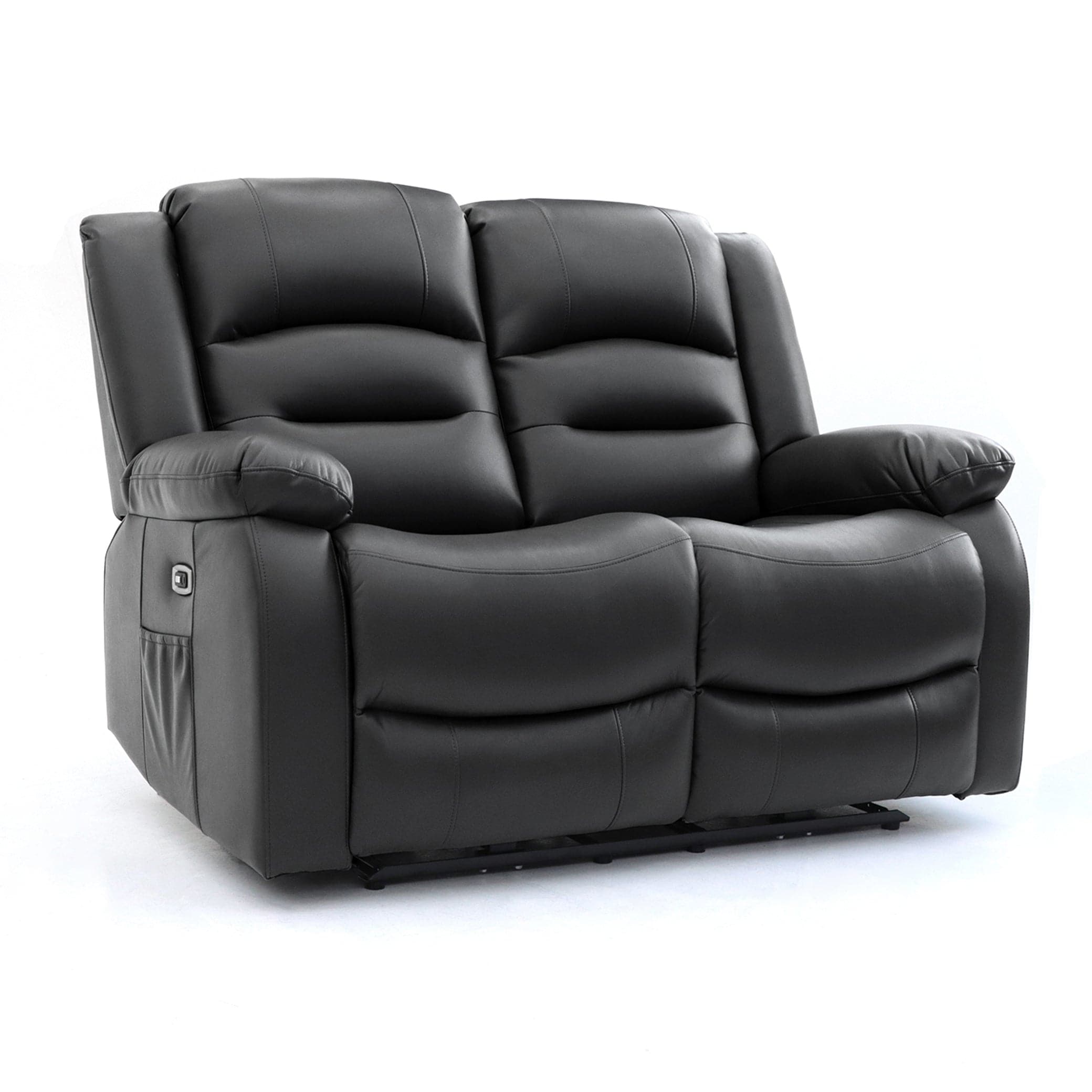 Maya Electric Recliner Sofa Black Two Seater - side angle view (7021285408832)