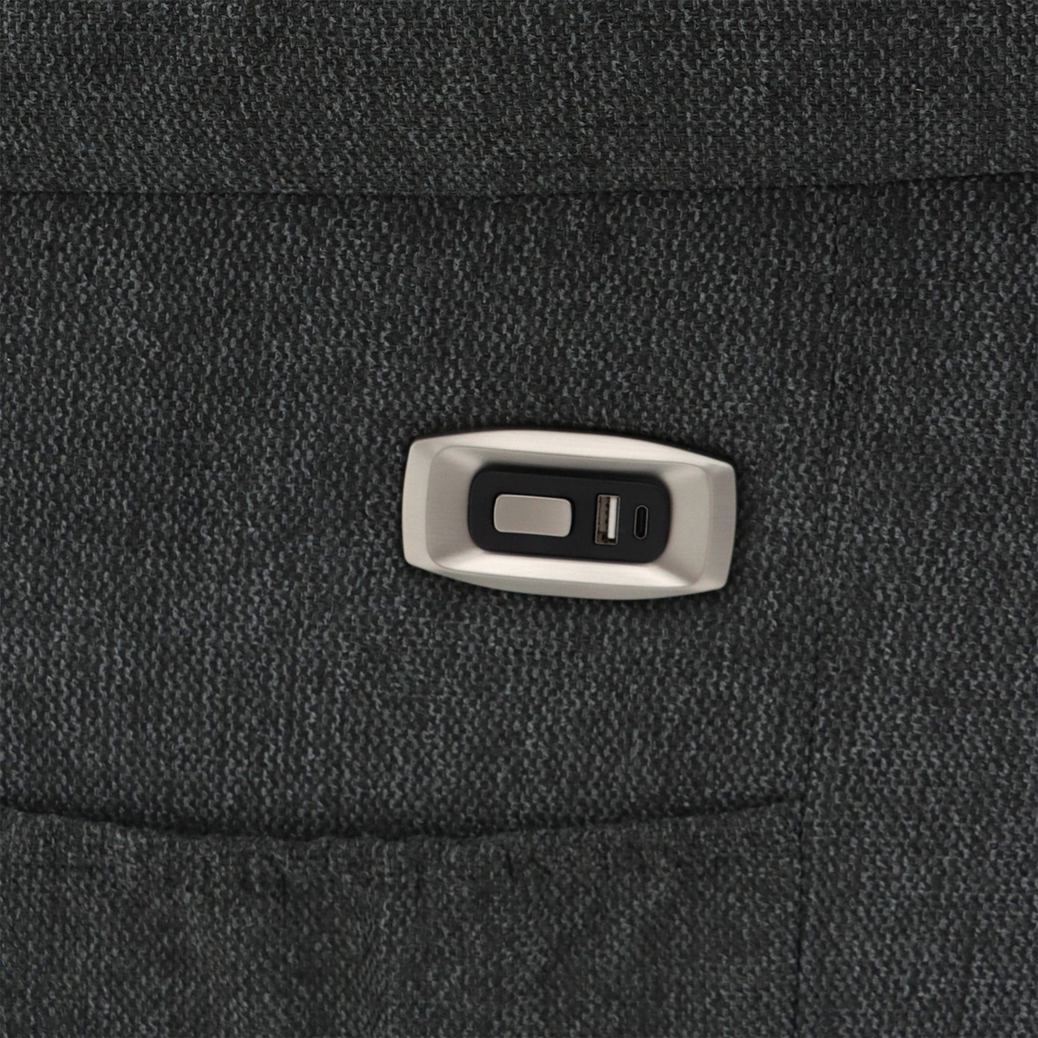 Maya Electric Recliner Sofa Grey Fabric Armchair - charging view (7021289996352)