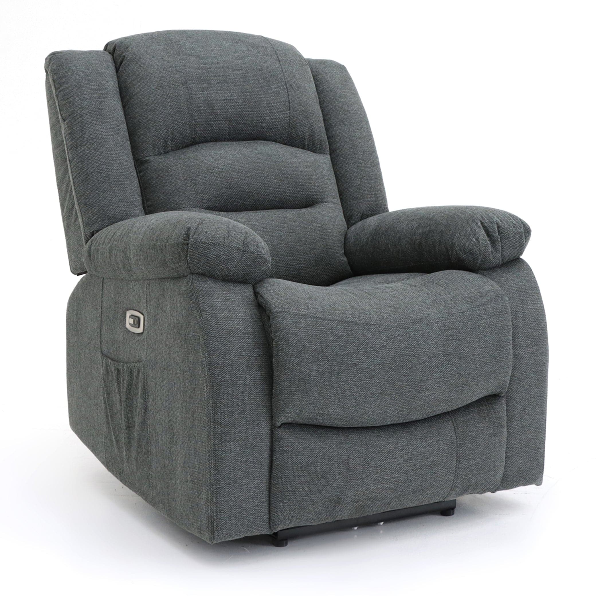Maya Electric Recliner Sofa Grey Fabric Armchair - side angle view (7021289996352)