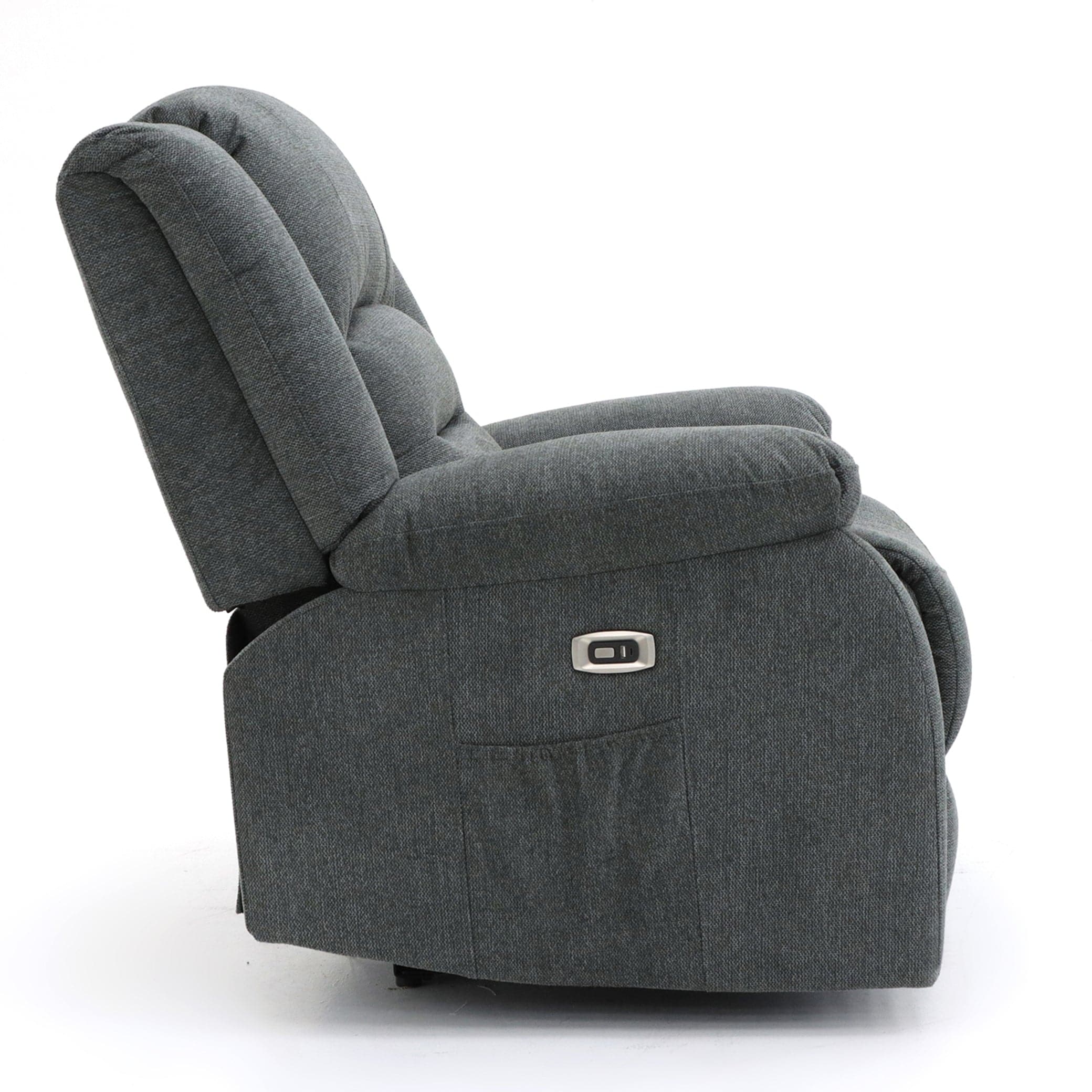 Maya Electric Recliner Sofa Grey Fabric Two Seater - charging view 7021289668672)