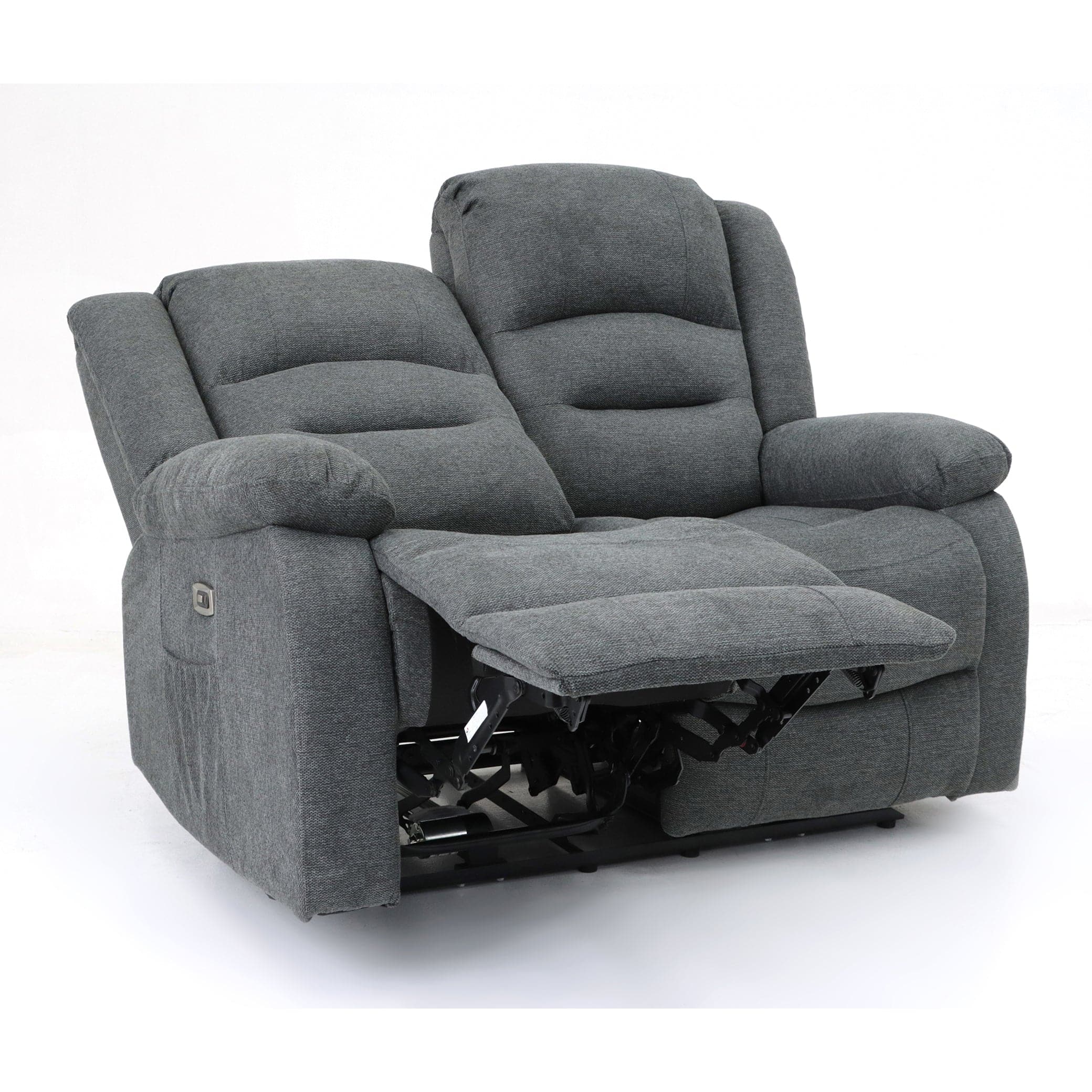 Maya Electric Recliner Sofa Grey Fabric Two Seater - recline view (7021289668672)