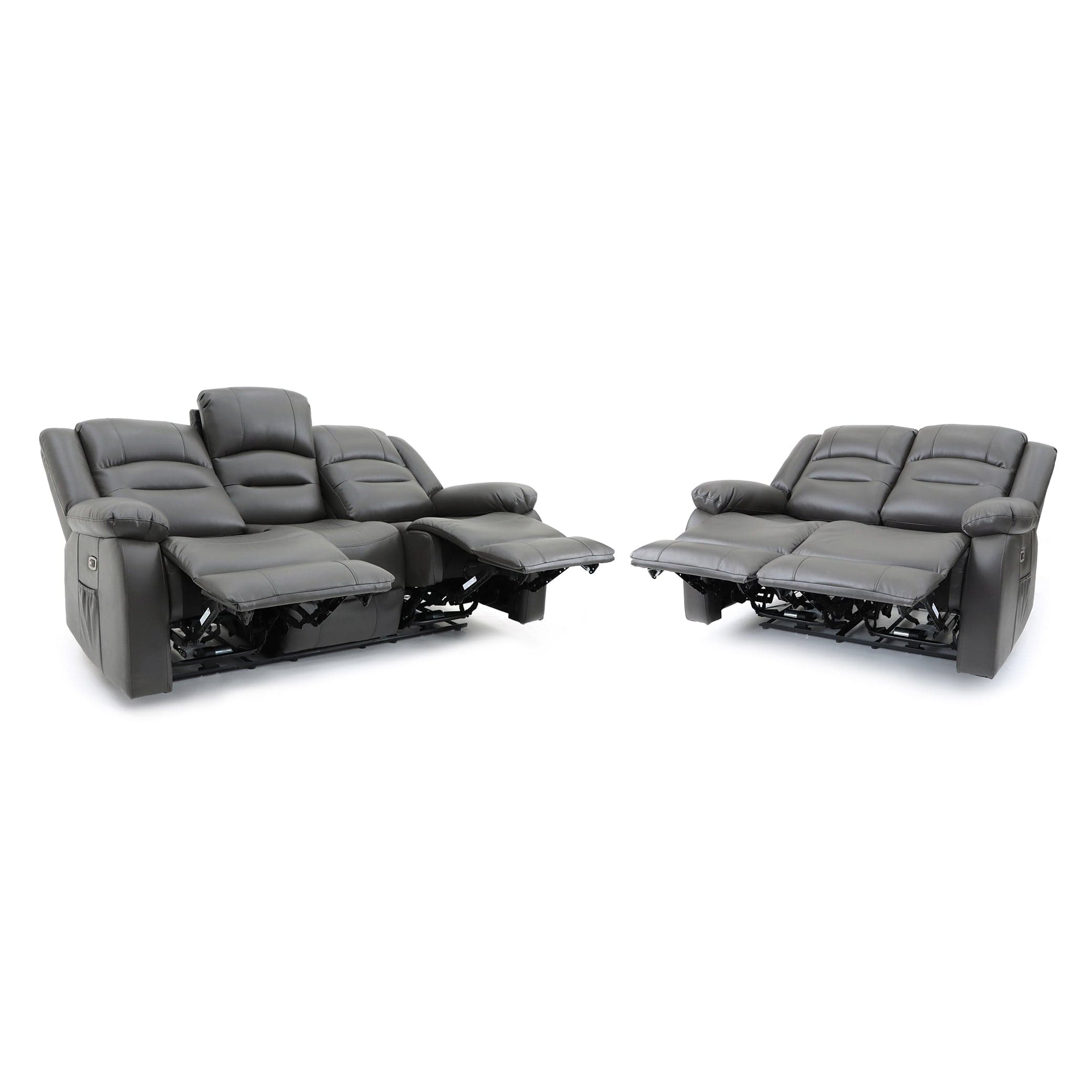 Maya Electric Recliner Sofa Grey Three Plus Two Set - recline view (7021289439296)