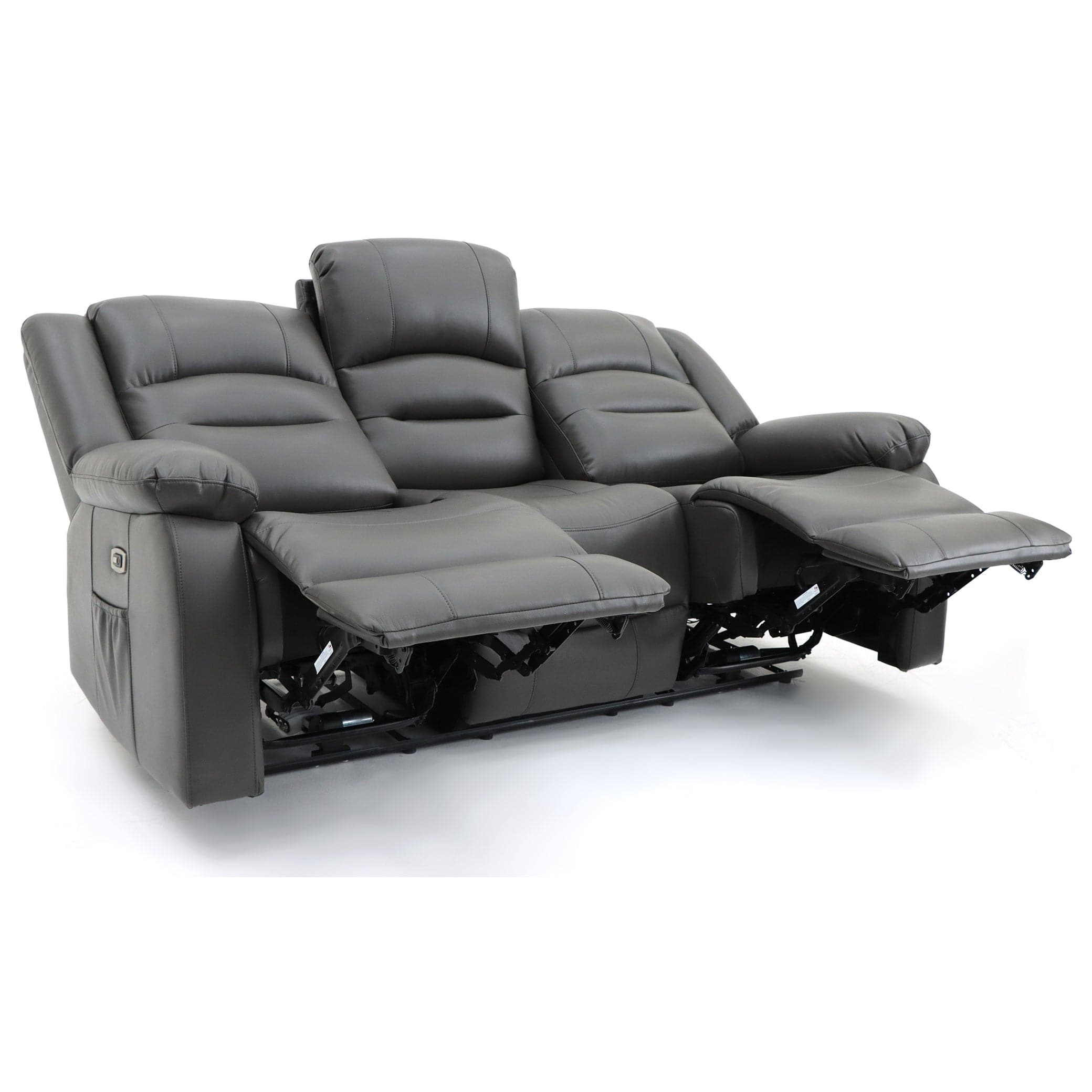 Maya Electric Recliner Sofa Grey Three Seater - recline view (7021289275456)