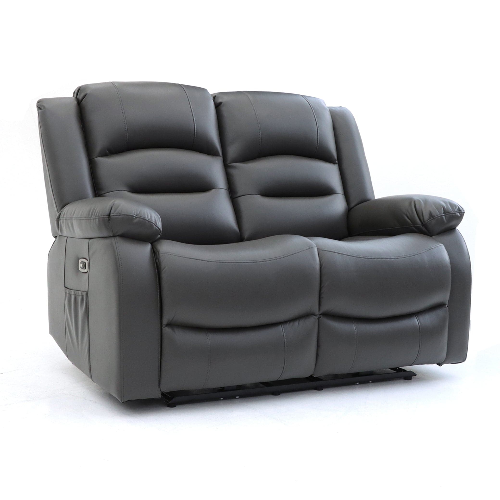 Maya Electric Recliner Sofa Grey Two Seater - side angle view (7021289078848)