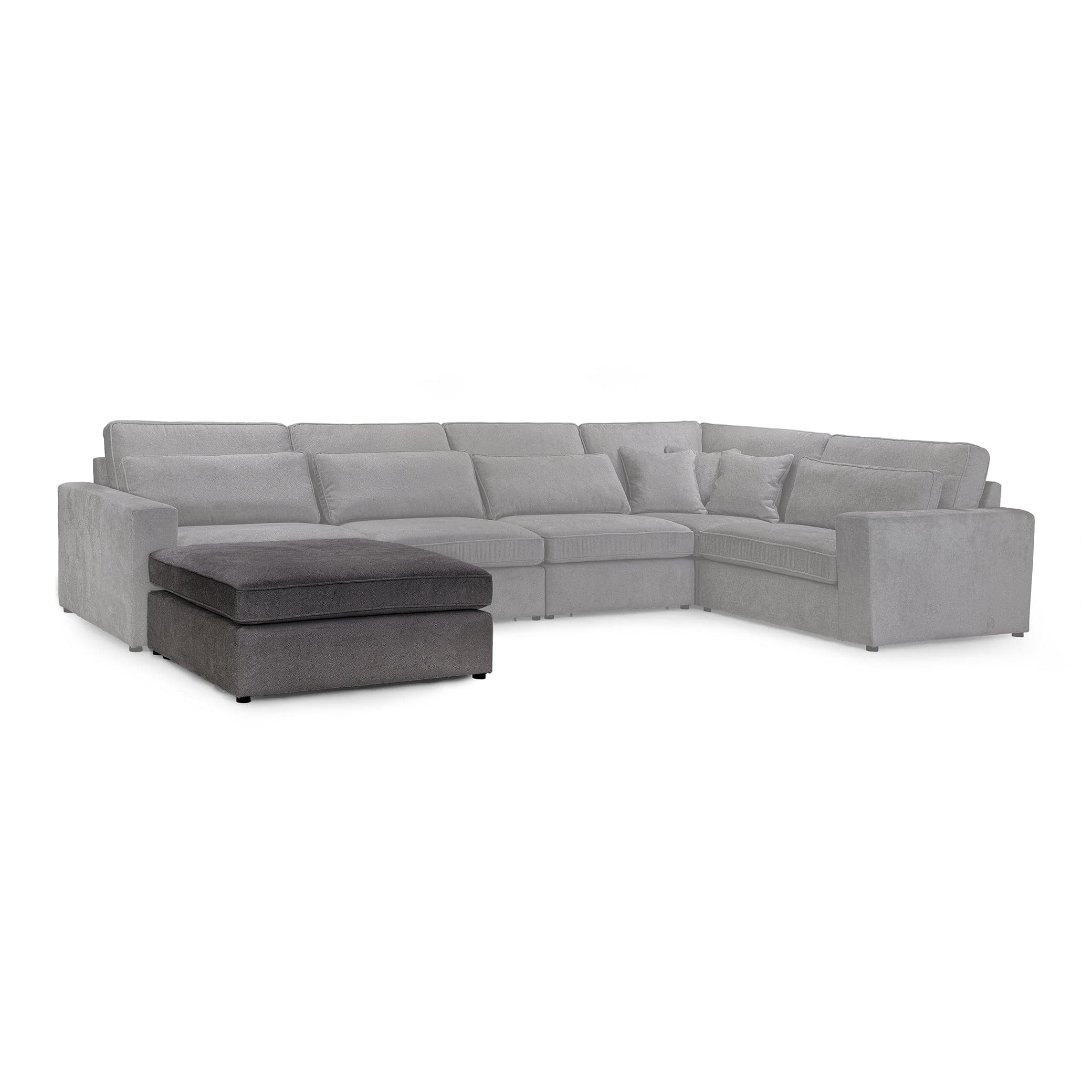 Modena Modular Grey Sofa – Footstool – styled with Modena corner sofa set (7024765698112)