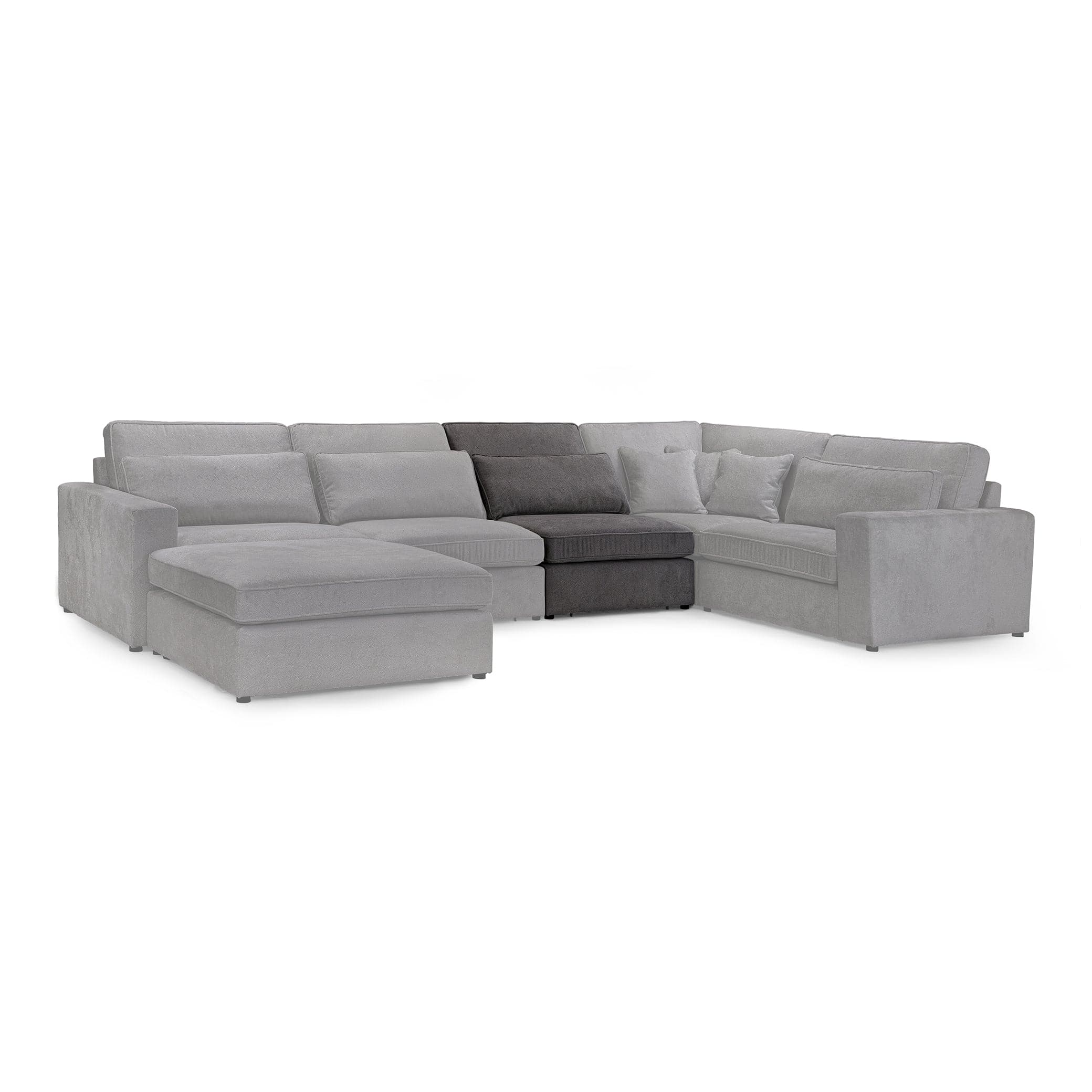 Modena Modular Sofa, Grey Armless Piece - with corner sofa set (7024761045056)