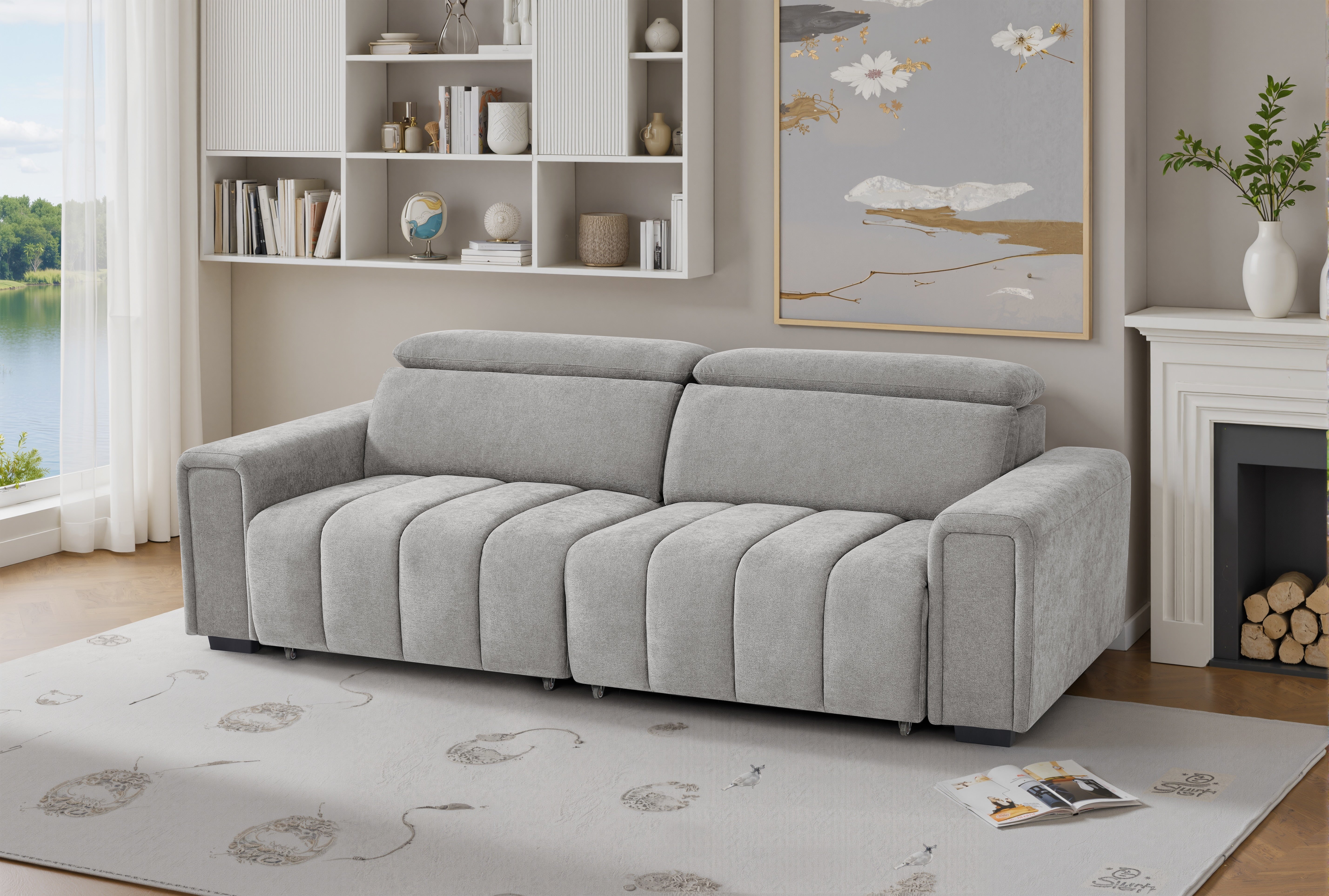 April Electric Sofabed Grey 3 Seater - AMC Furniture