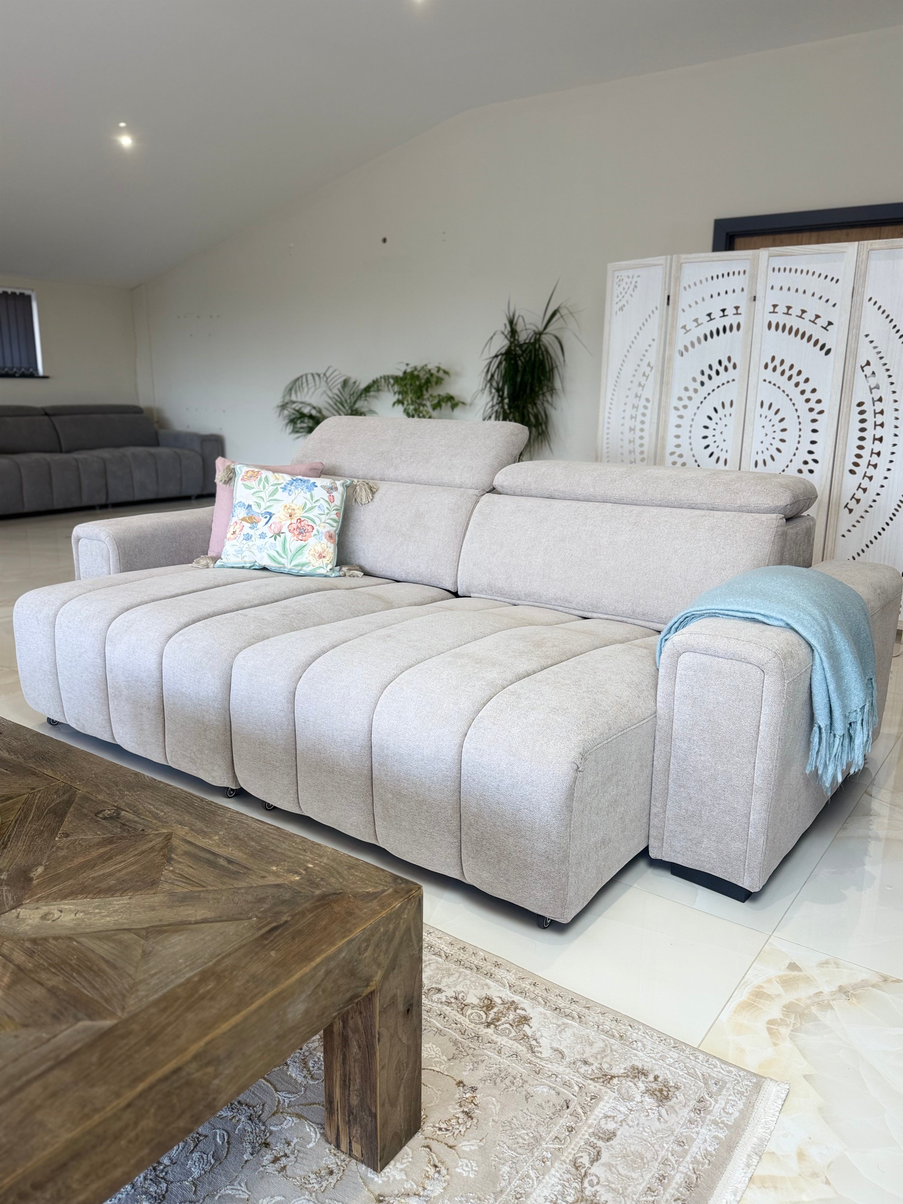 April Electric Sofabed Beige 3 Seater - AMC Furniture