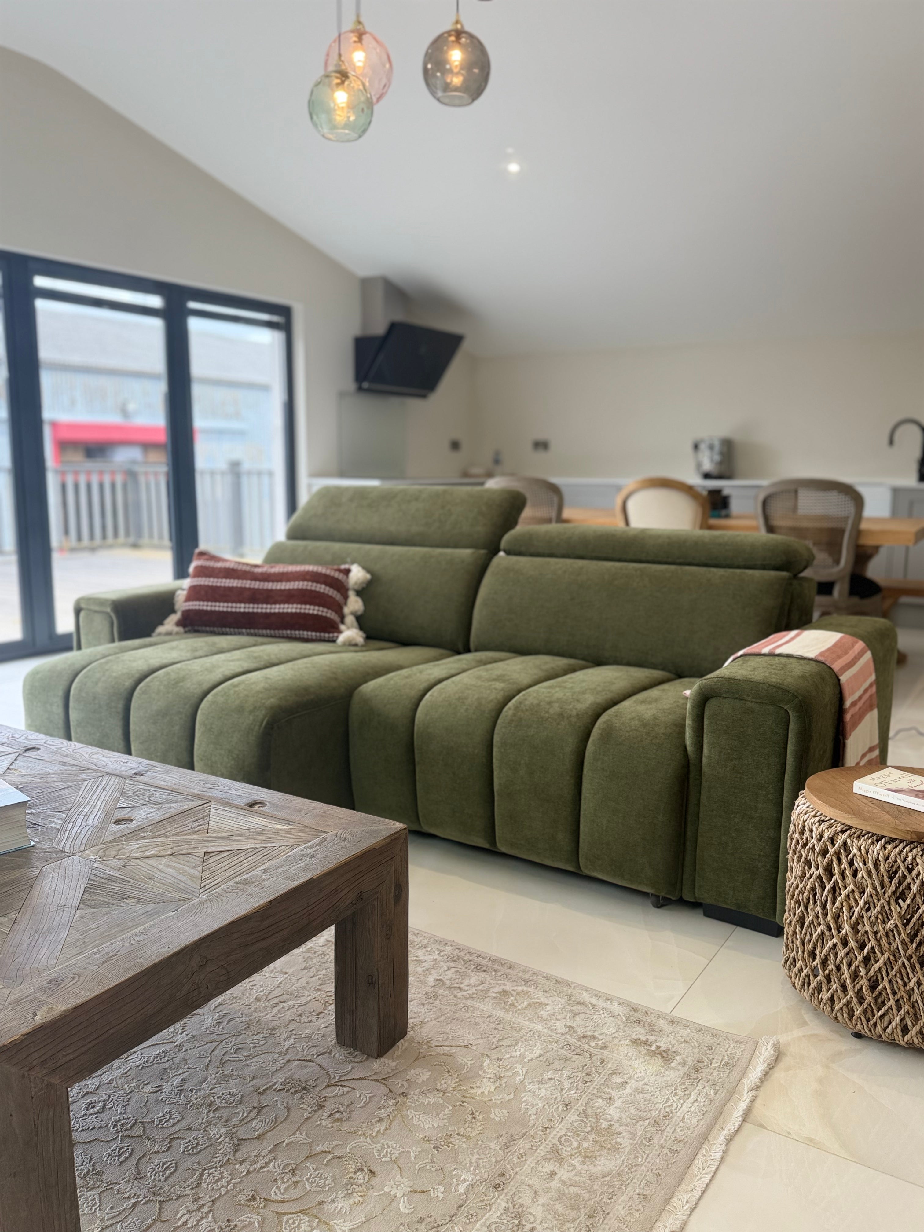 April Electric Sofabed Green 3 Seater - AMC Furniture