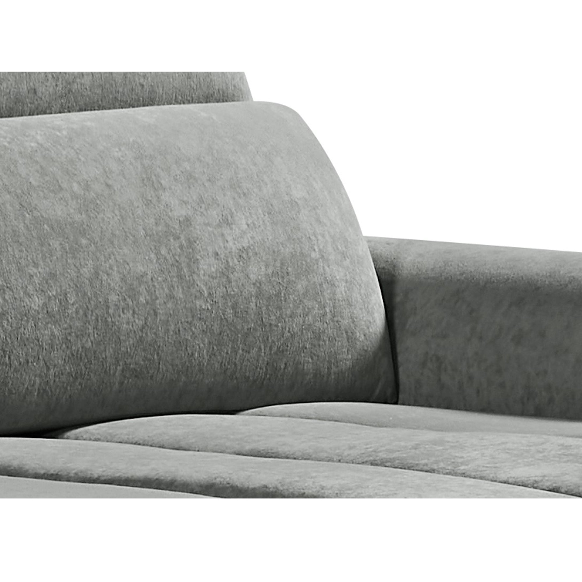 Molly Electric Reclining 3 Seater Sofa in Soft Brushed Suede Effect Grey arm view 1 (15376316629370)