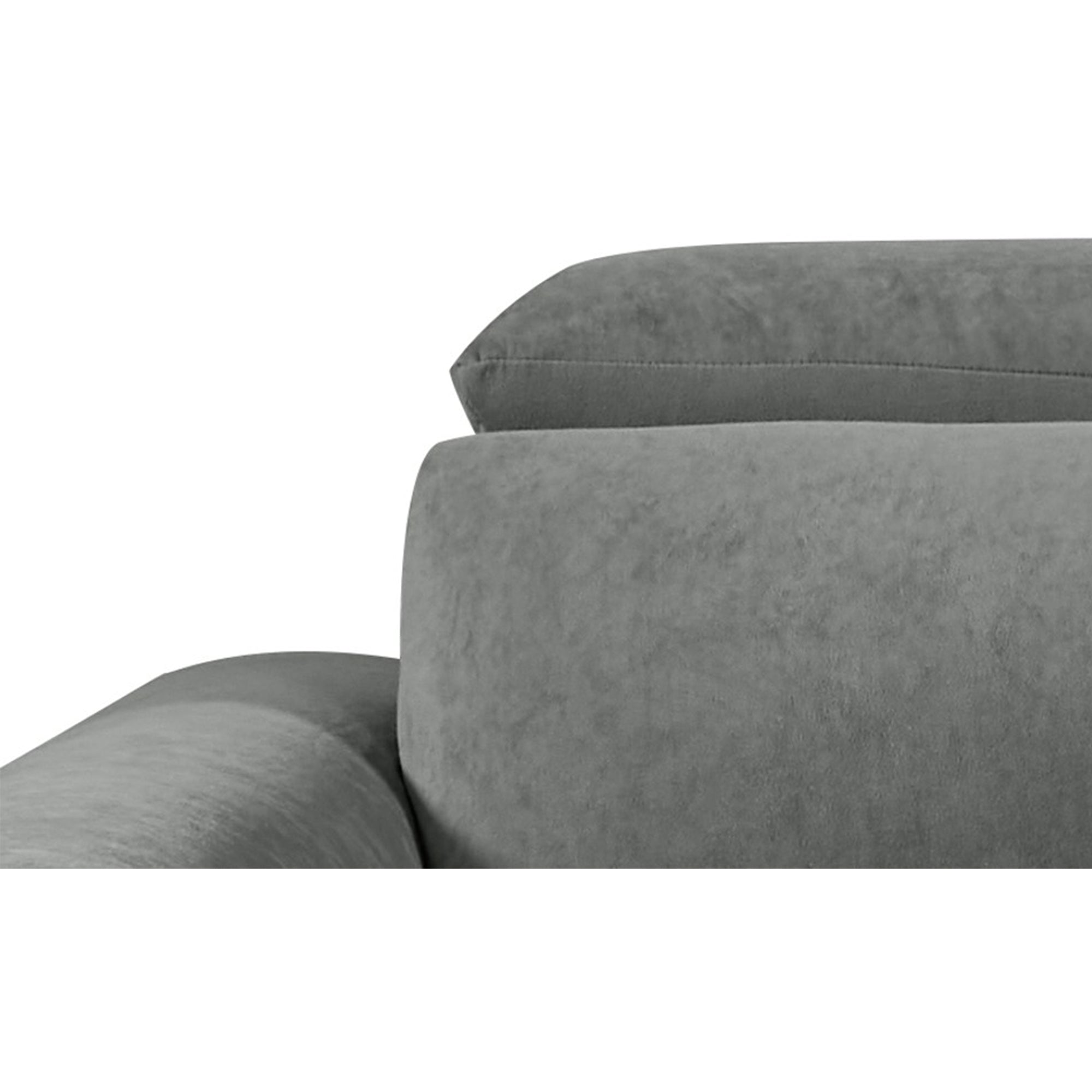 Molly Electric Reclining 3 Seater Sofa in Soft Brushed Suede Effect Grey-armrest view (15376316629370)
