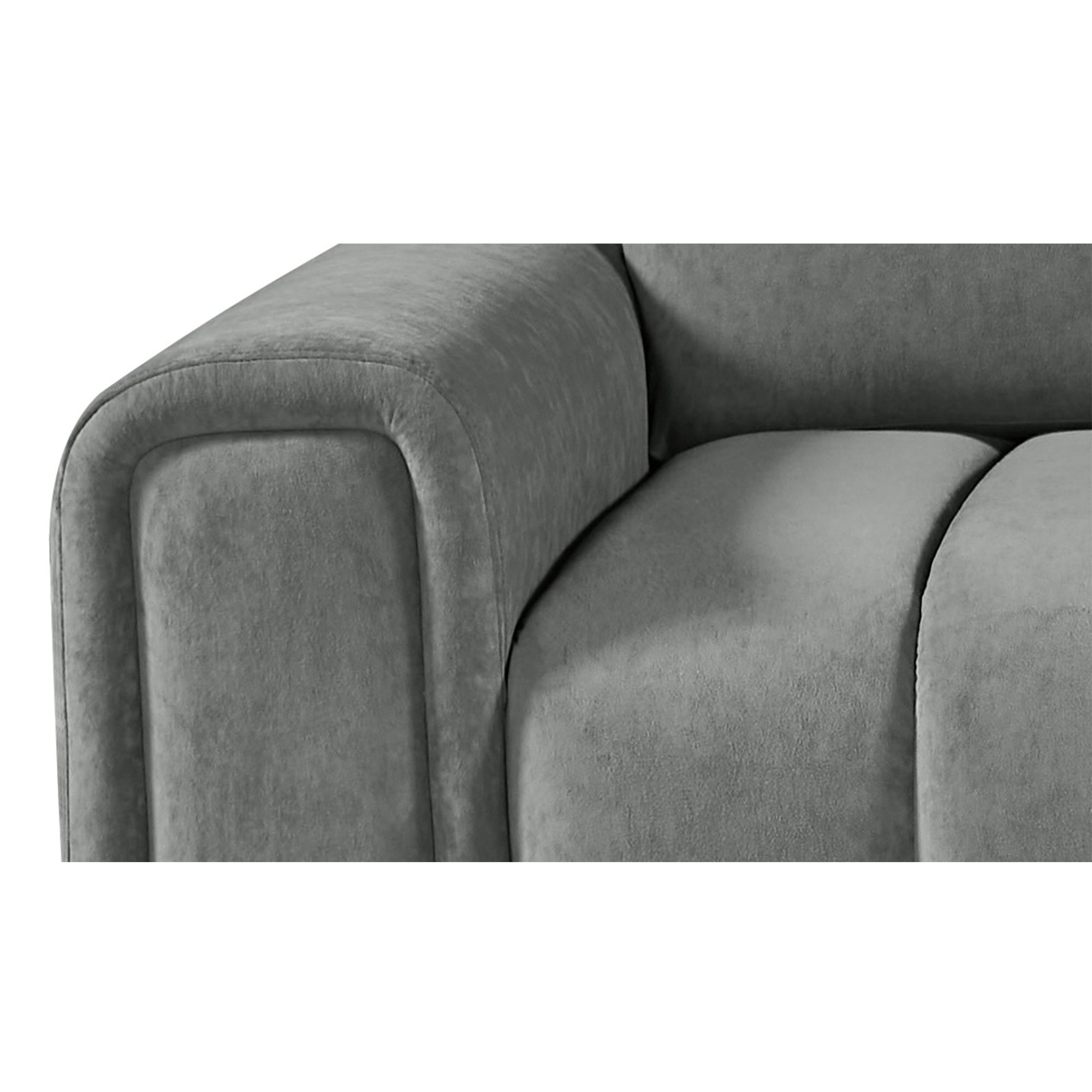 Molly Electric Reclining 3 Seater Sofa in Soft Brushed Suede Effect Grey - armrest view 2 (15376316629370)