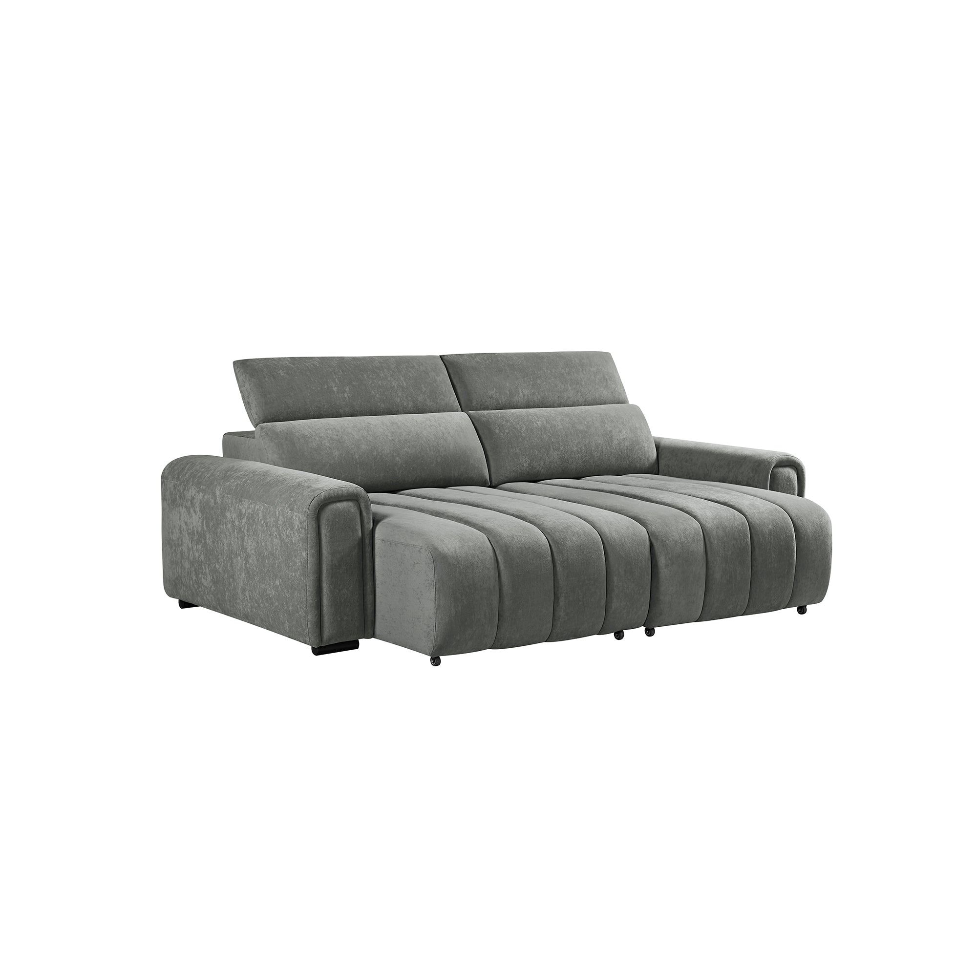 Molly Electric Reclining 3 Seater Sofa in Soft Brushed Suede Effect Grey-side view 1 (15376316629370)