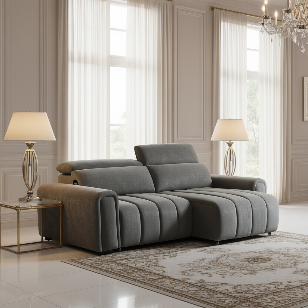 Molly Electric Reclining 3 Seater Sofa in Soft Brushed Suede Effect Grey