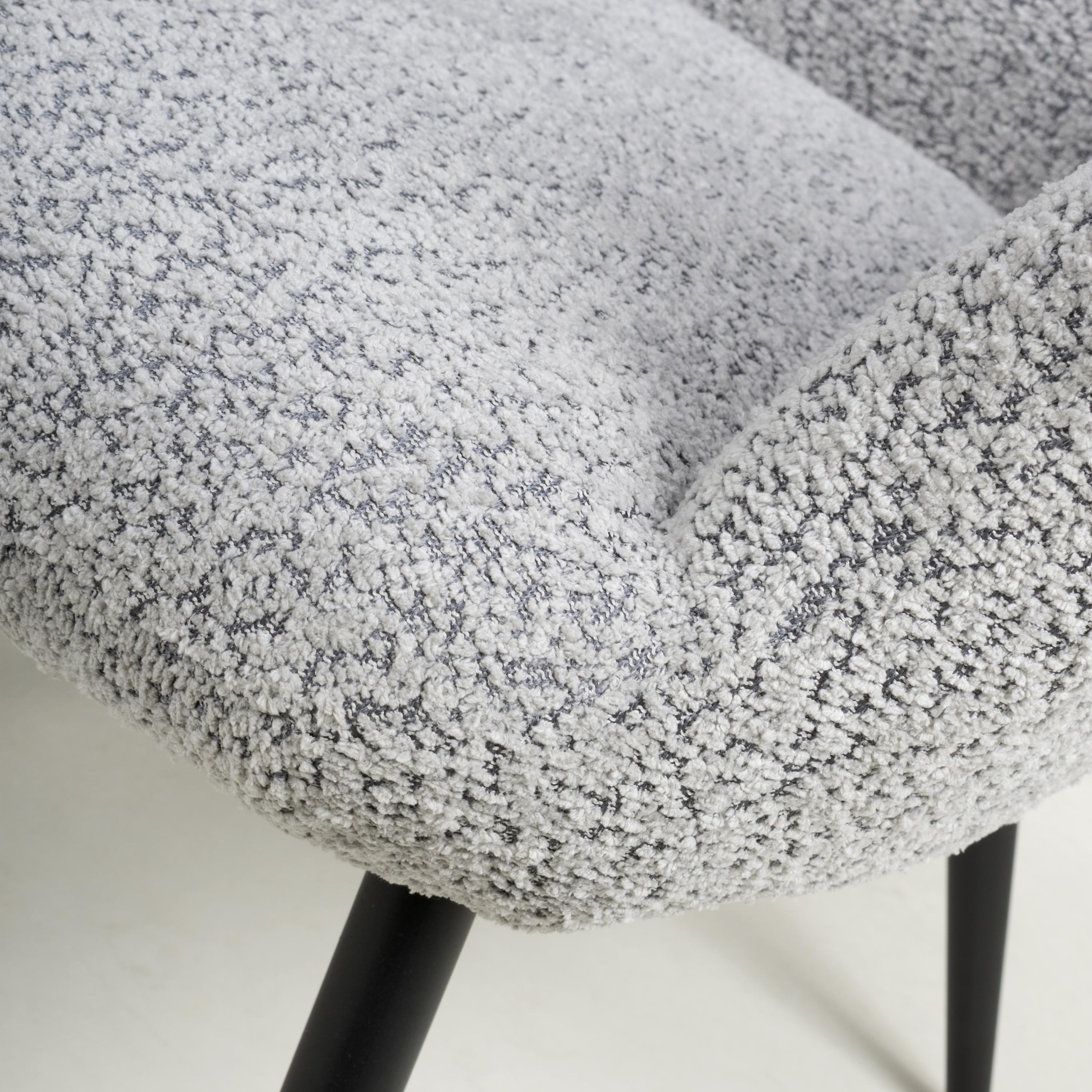 Monaco Textured Chenille Effect Grey Armchair - close up view (7019401642048)