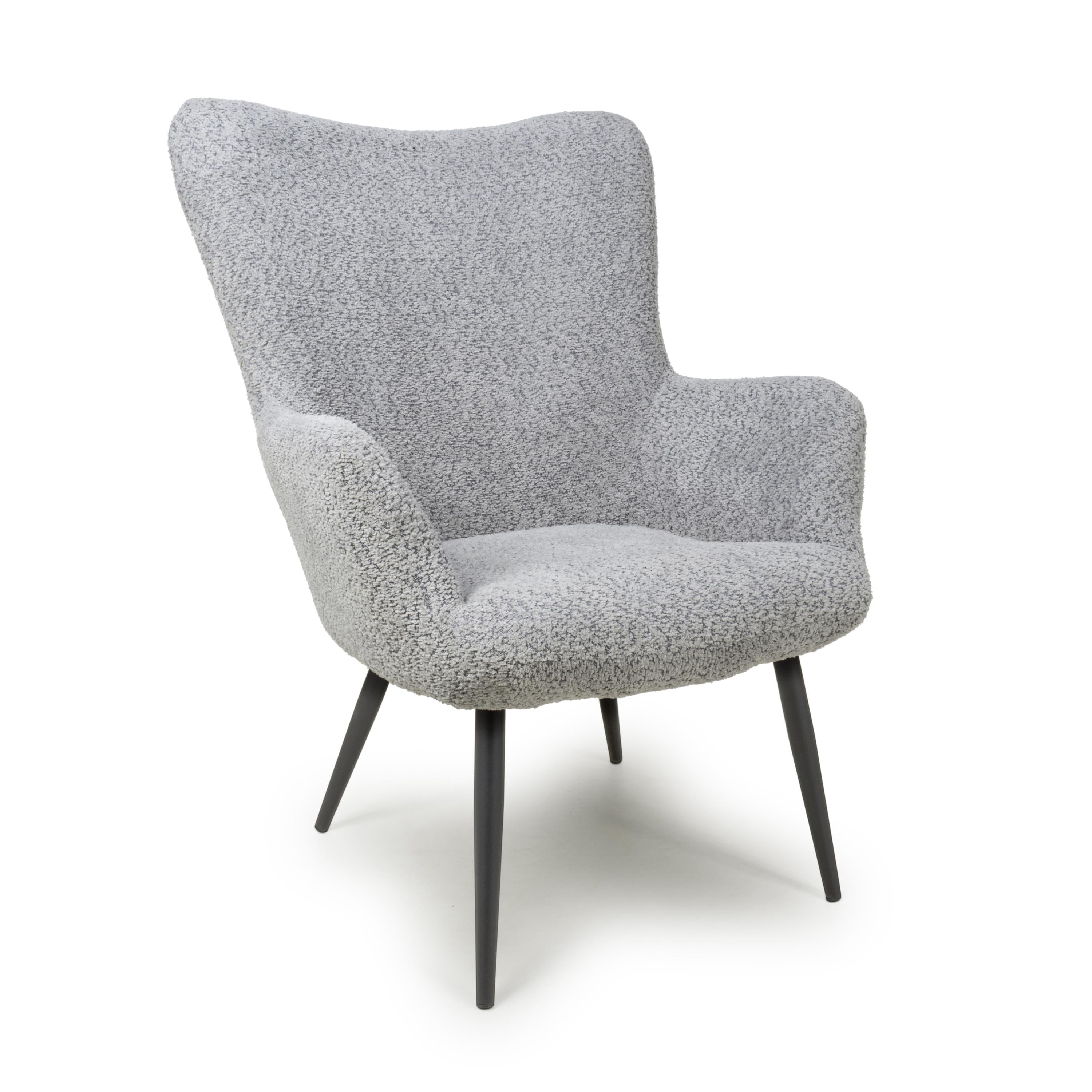 Monaco Textured Chenille Effect Grey Armchair - front view (7019401642048)