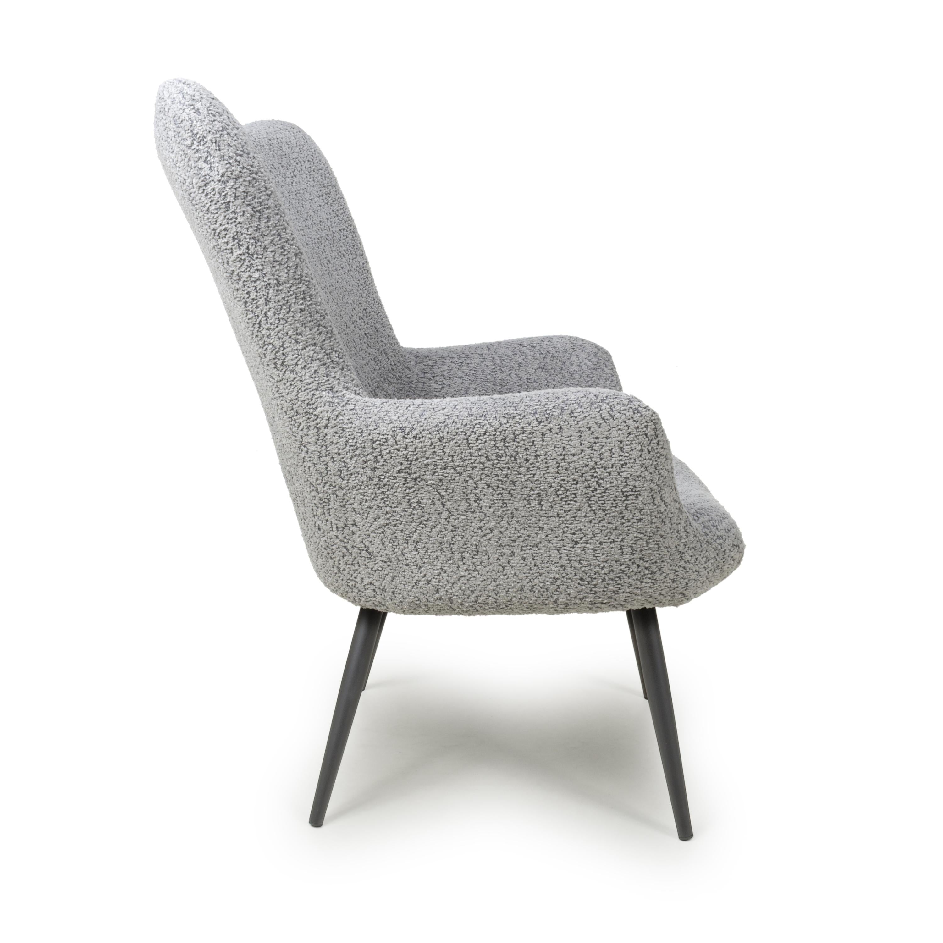 Monaco Textured Chenille Effect Grey Armchair - side view (7019401642048)