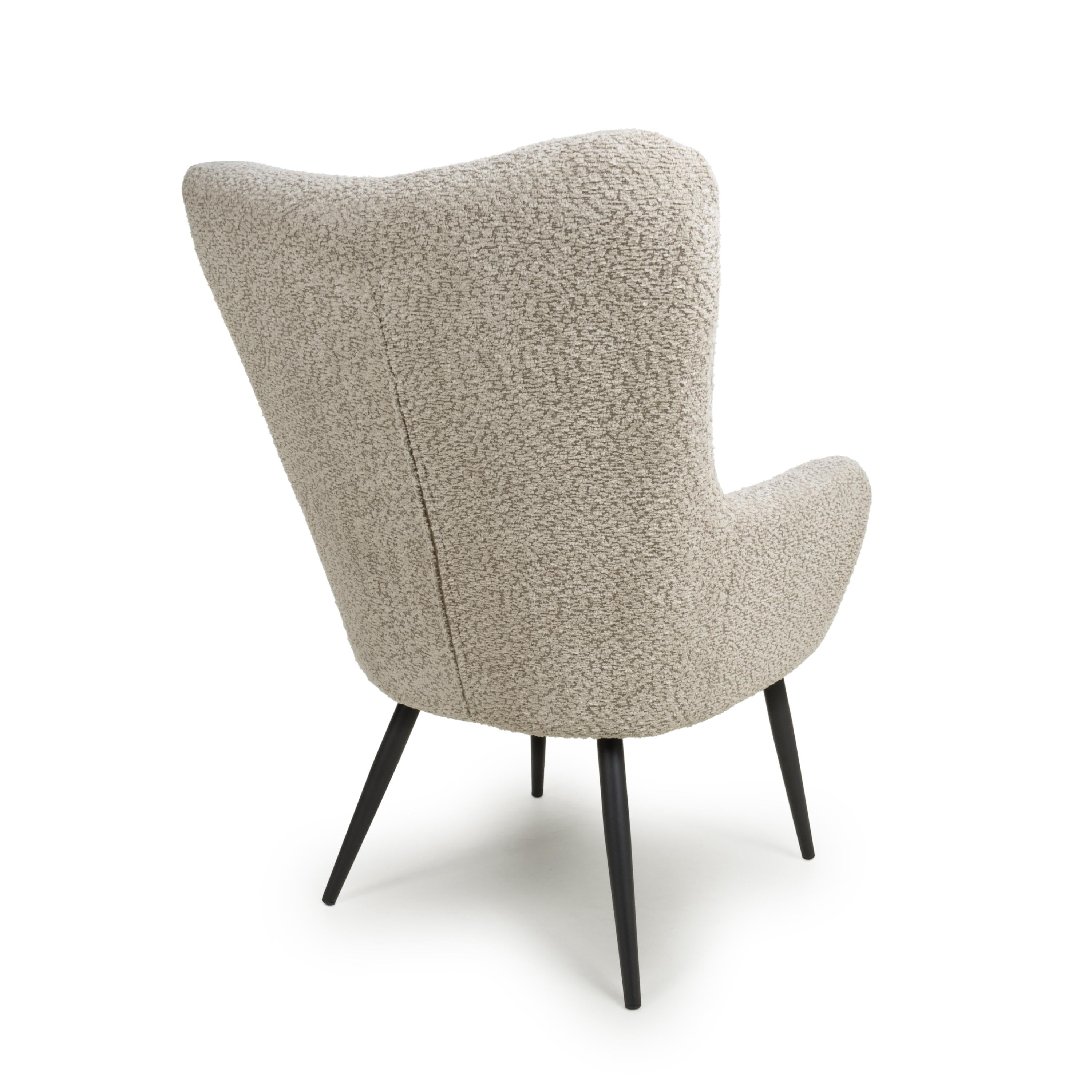 Monaco Textured Chenille Effect Mink Armchair - back view (7019401674816)
