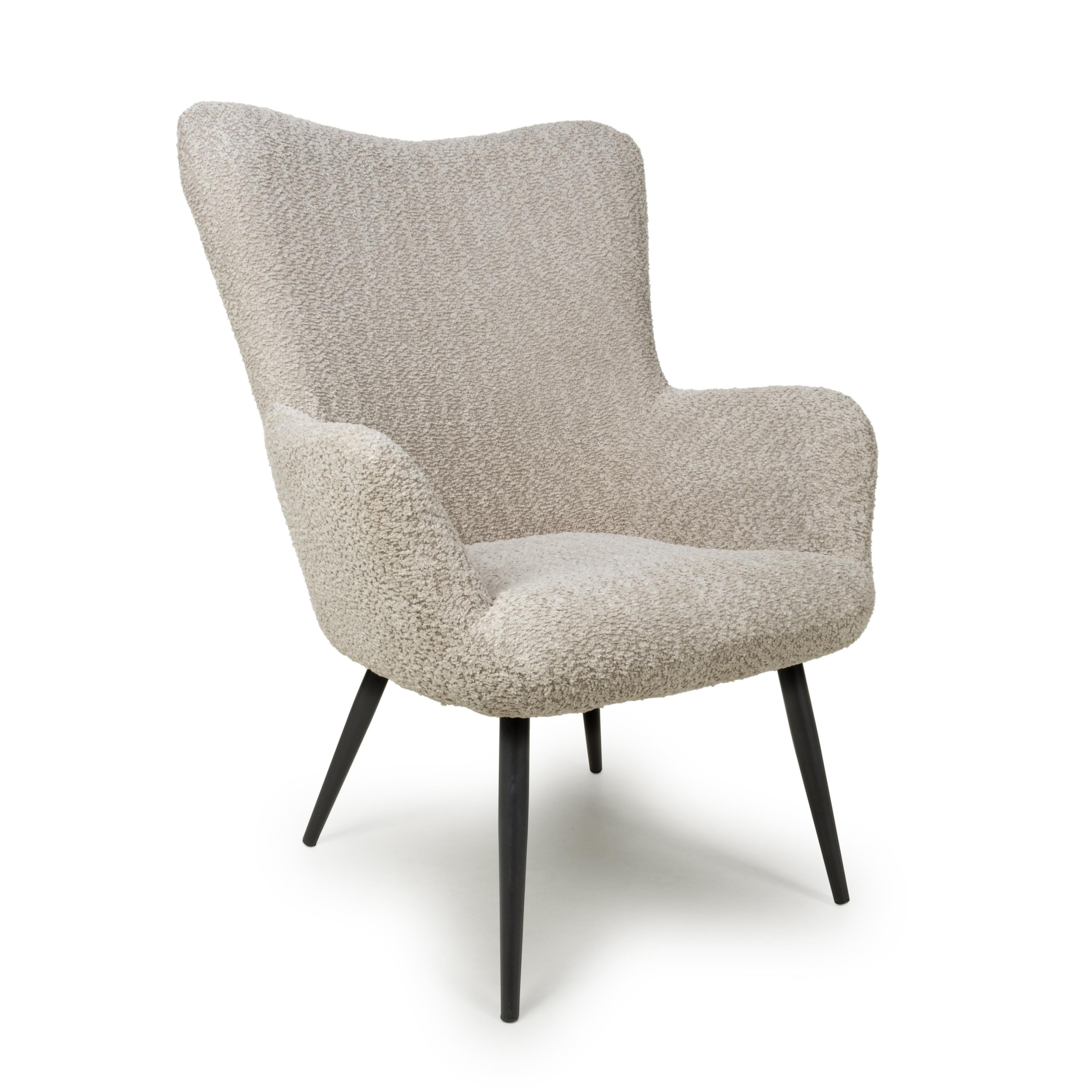 Monaco Textured Chenille Effect Mink Armchair - front view (7019401674816)