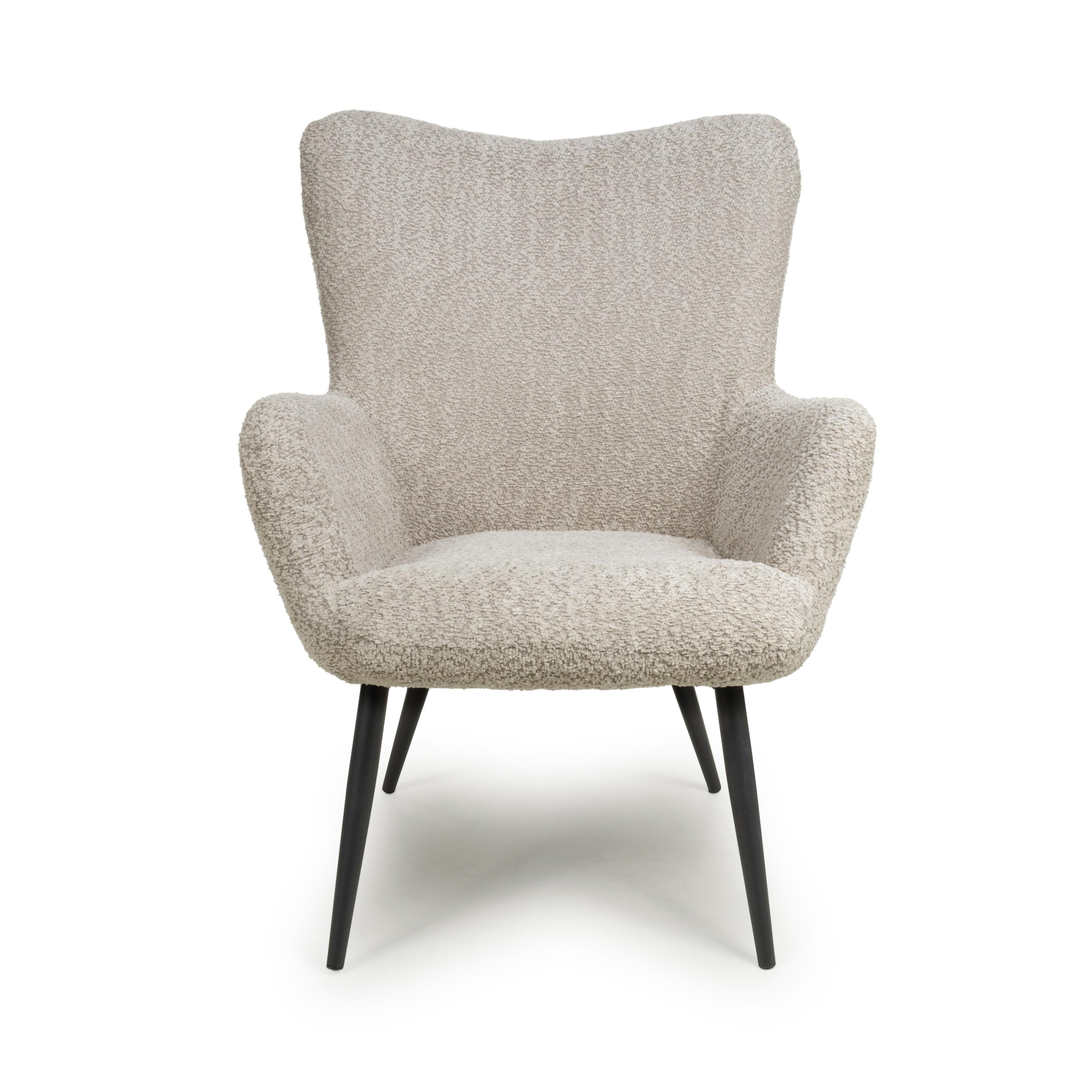 Monaco Textured Chenille Effect Mink Armchair - front view 1 (7019401674816)