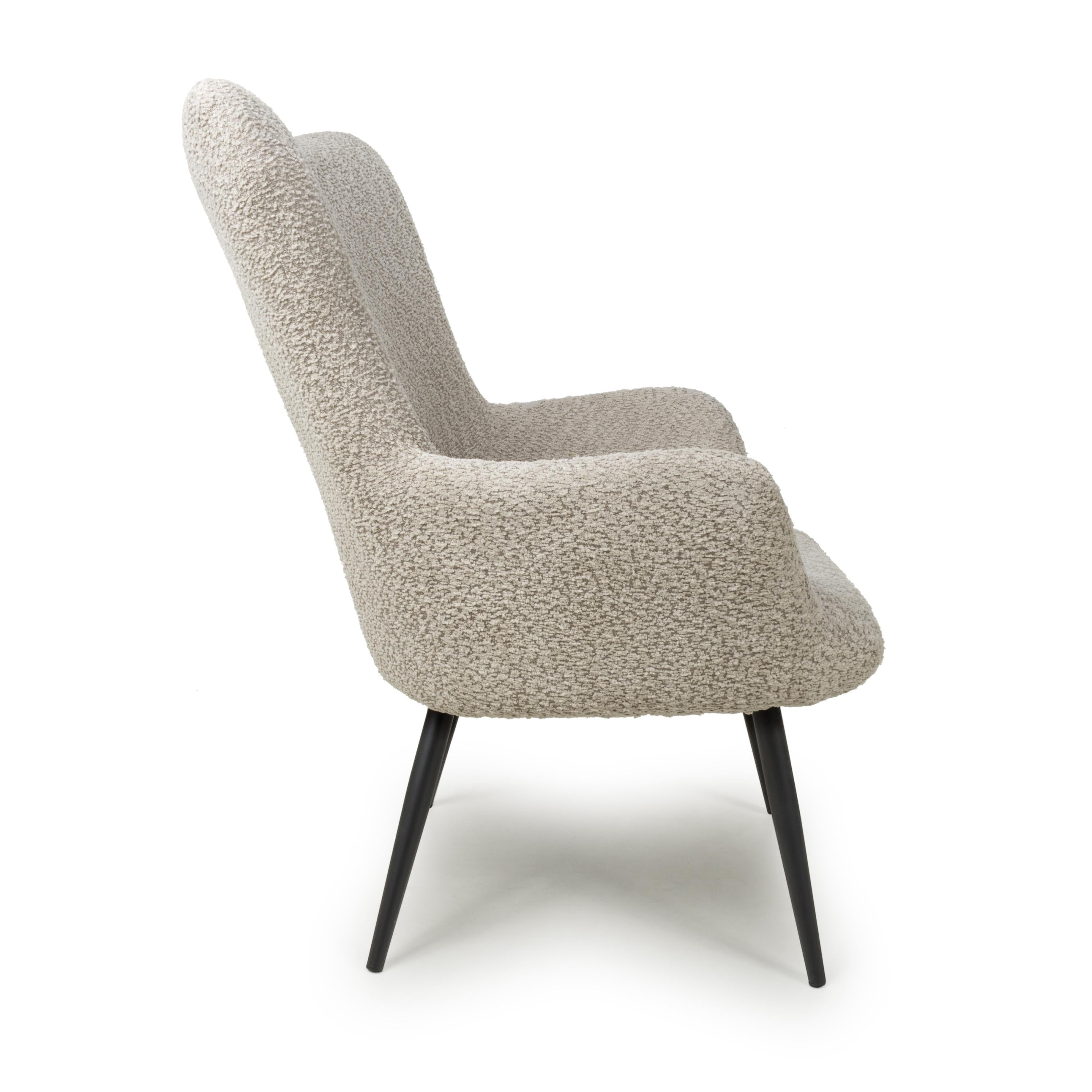 Monaco Textured Chenille Effect Mink Armchair - side view (7019401674816)