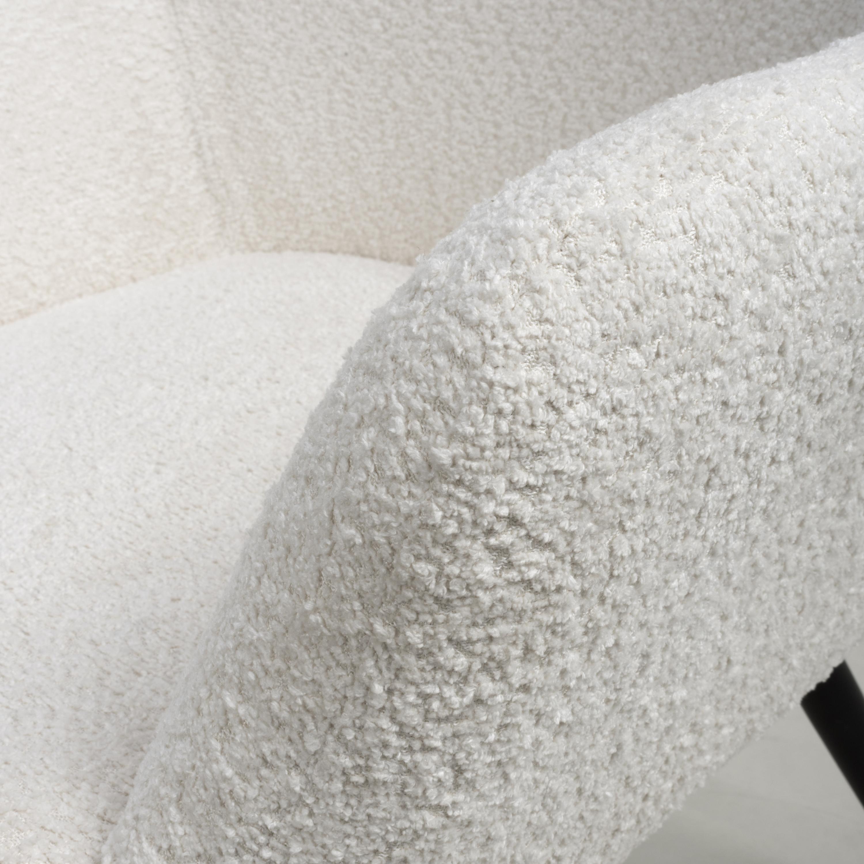Monaco Textured Chenille Effect White Armchair - armrest view (7019401707584)