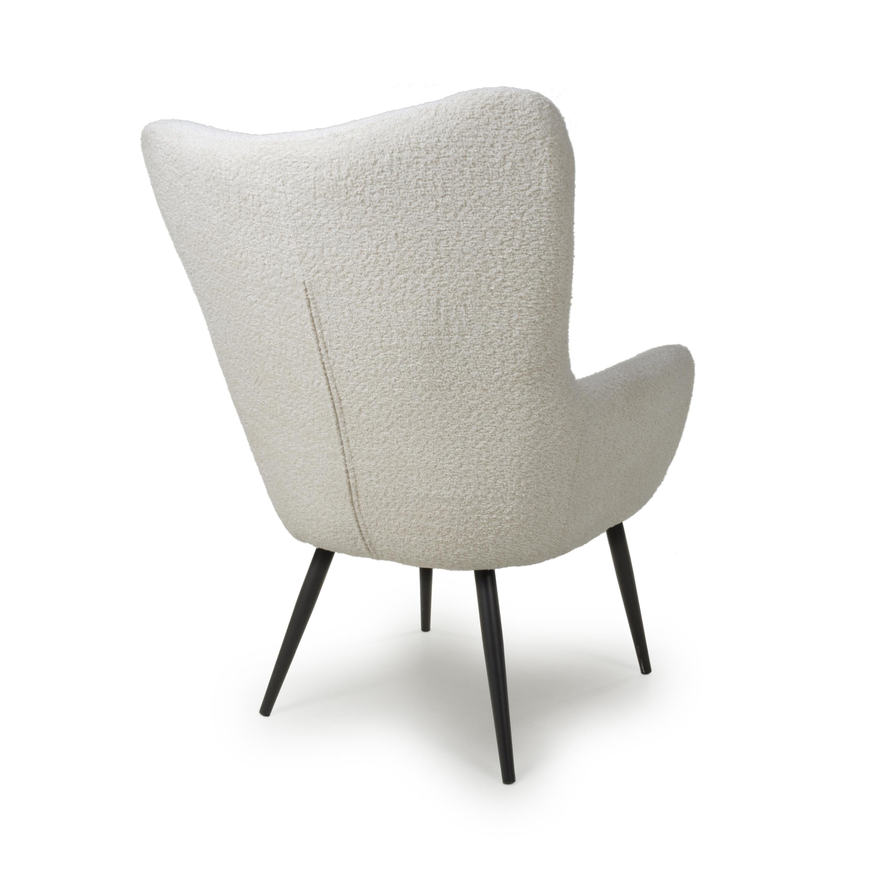 Monaco Textured Chenille Effect White Armchair - back side view (7019401707584)