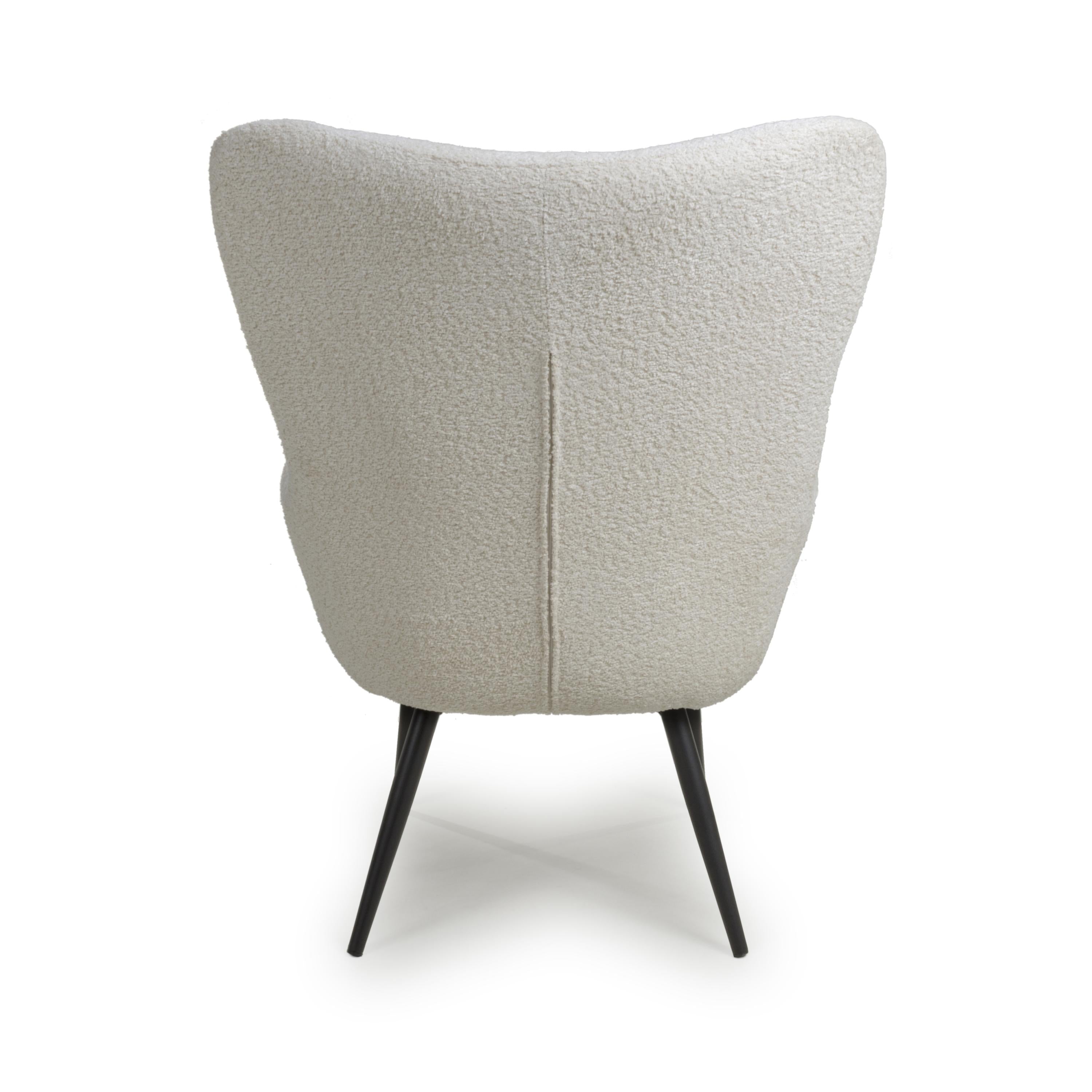 Monaco Textured Chenille Effect White Armchair - back view (7019401707584)