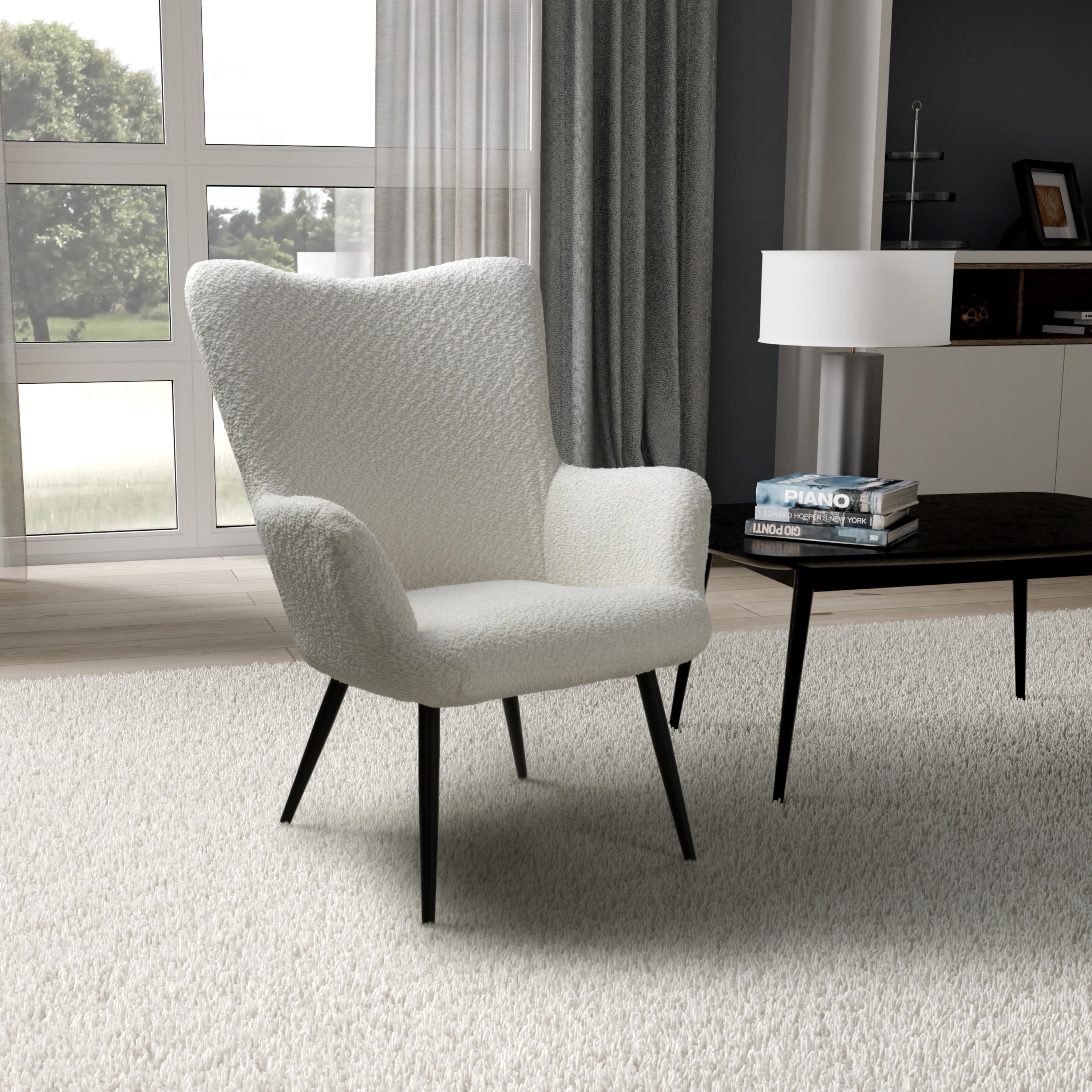 Monaco Textured Chenille Effect White Armchair - detail view (7019401707584)