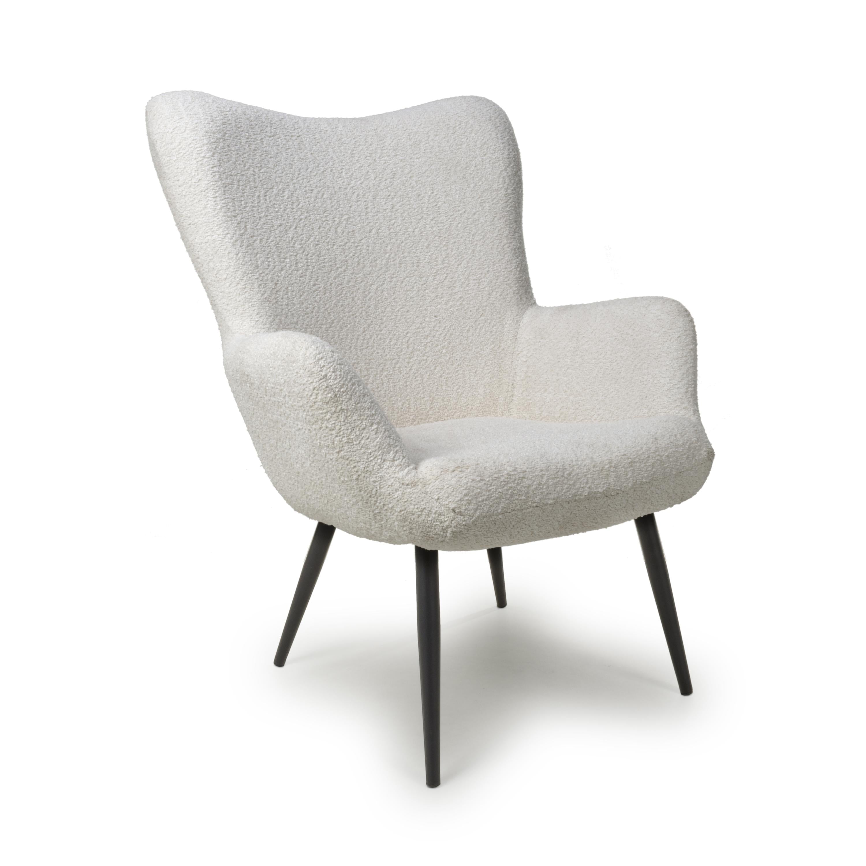 Monaco Textured Chenille Effect White Armchair - side view (7019401707584)