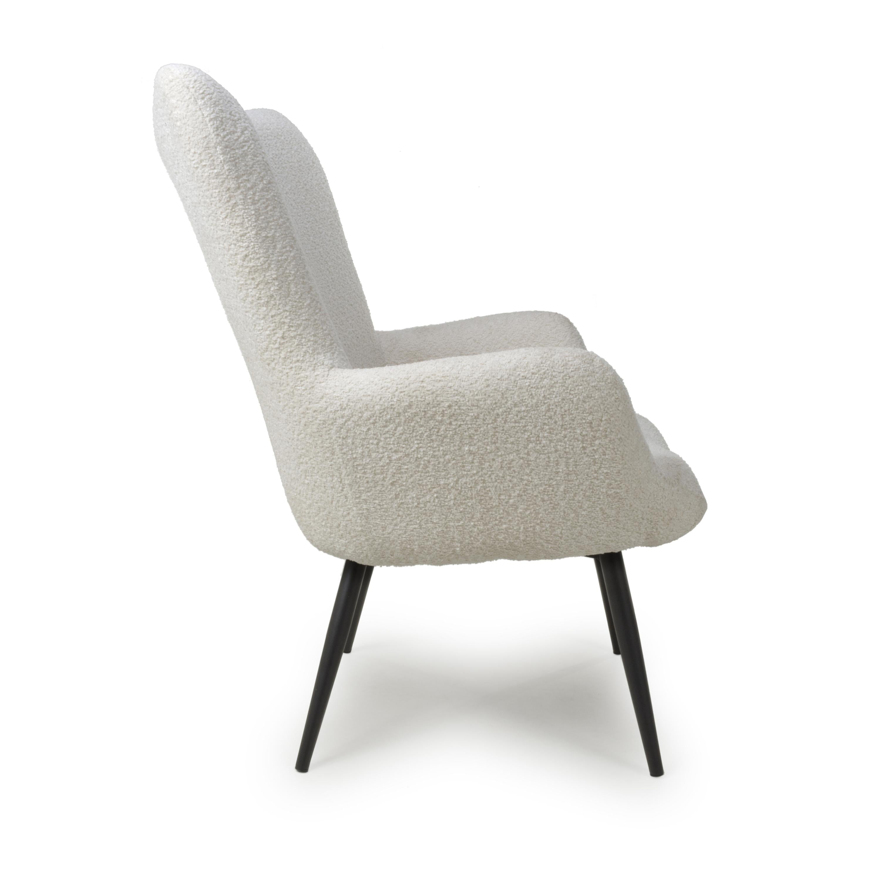 Monaco Textured Chenille Effect White Armchair - side view 2 (7019401707584)