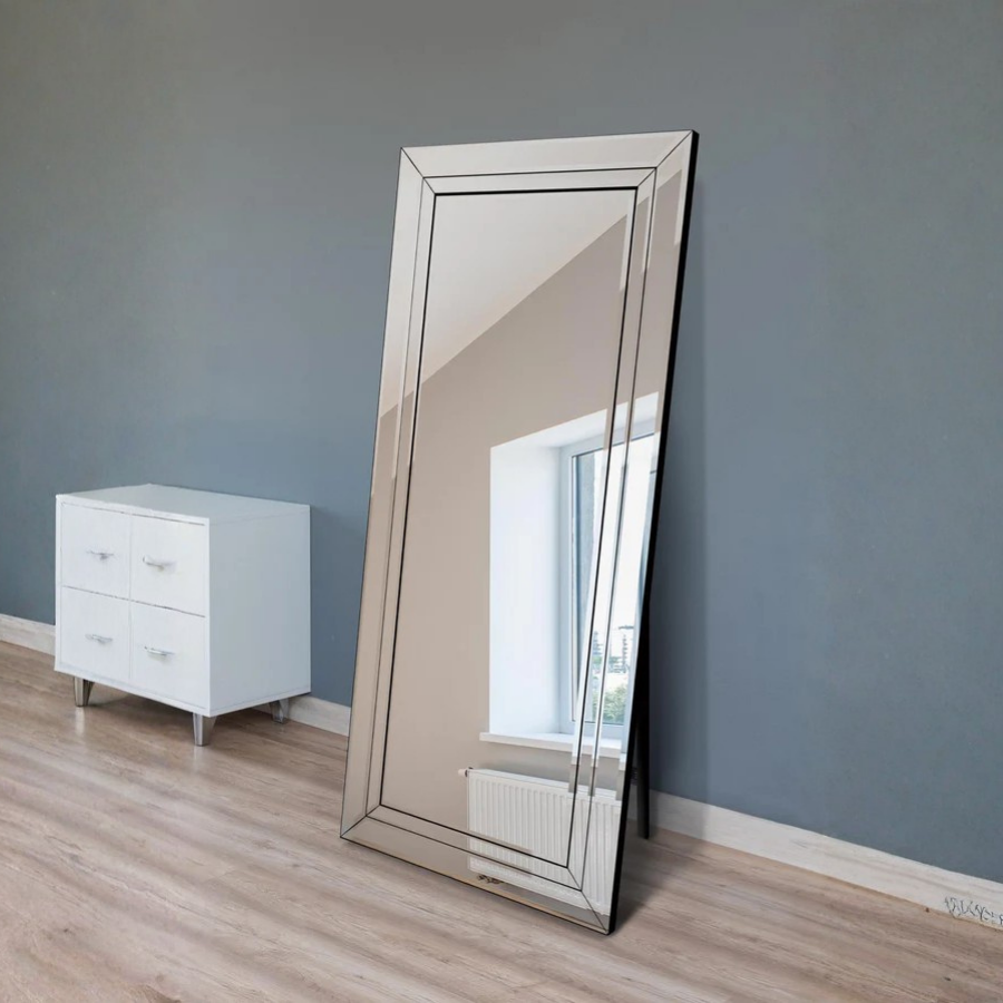 New Double Bevel Large Modern Venetian Cheval Free Standing Mirror 5Ft7 X 1Ft11 (170 X 58cm) (15010565259642)