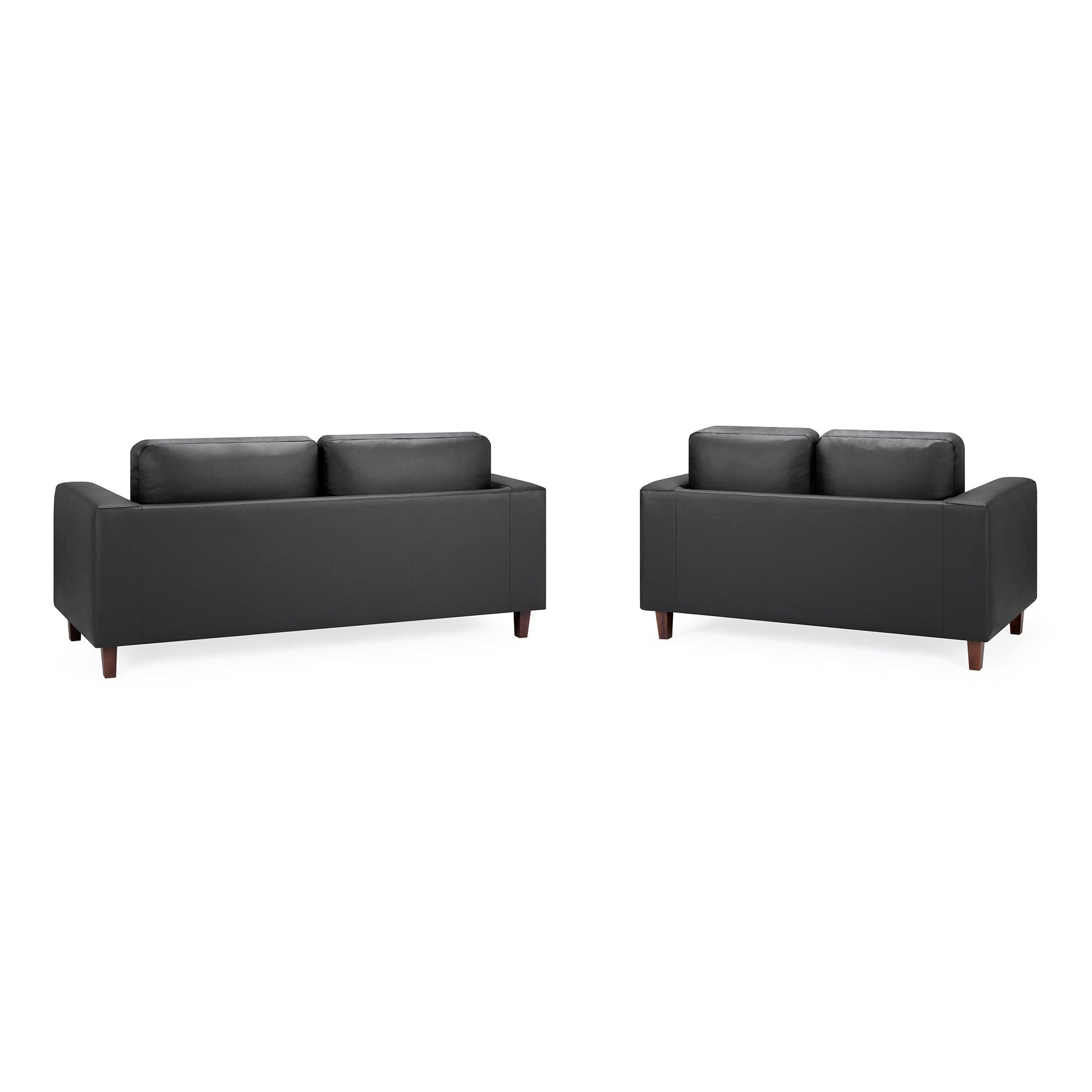 Nova Sofa Black Three Plus Two Set - back view (7023068577856)