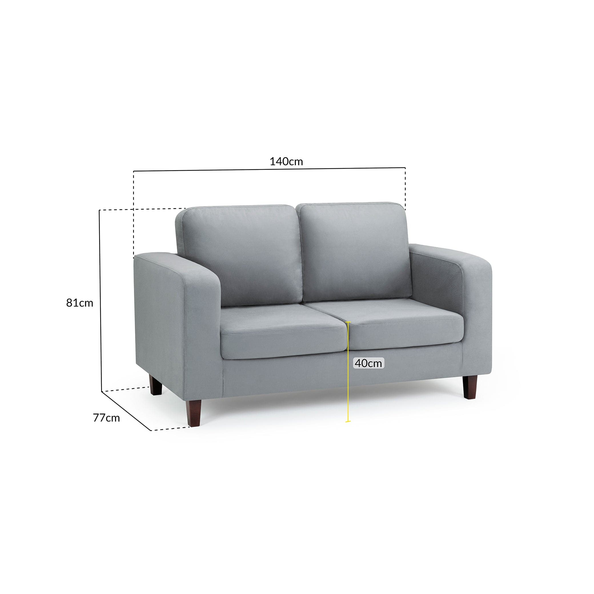 Nova Sofa Grey Two Seater - measurement view (7023069790272)