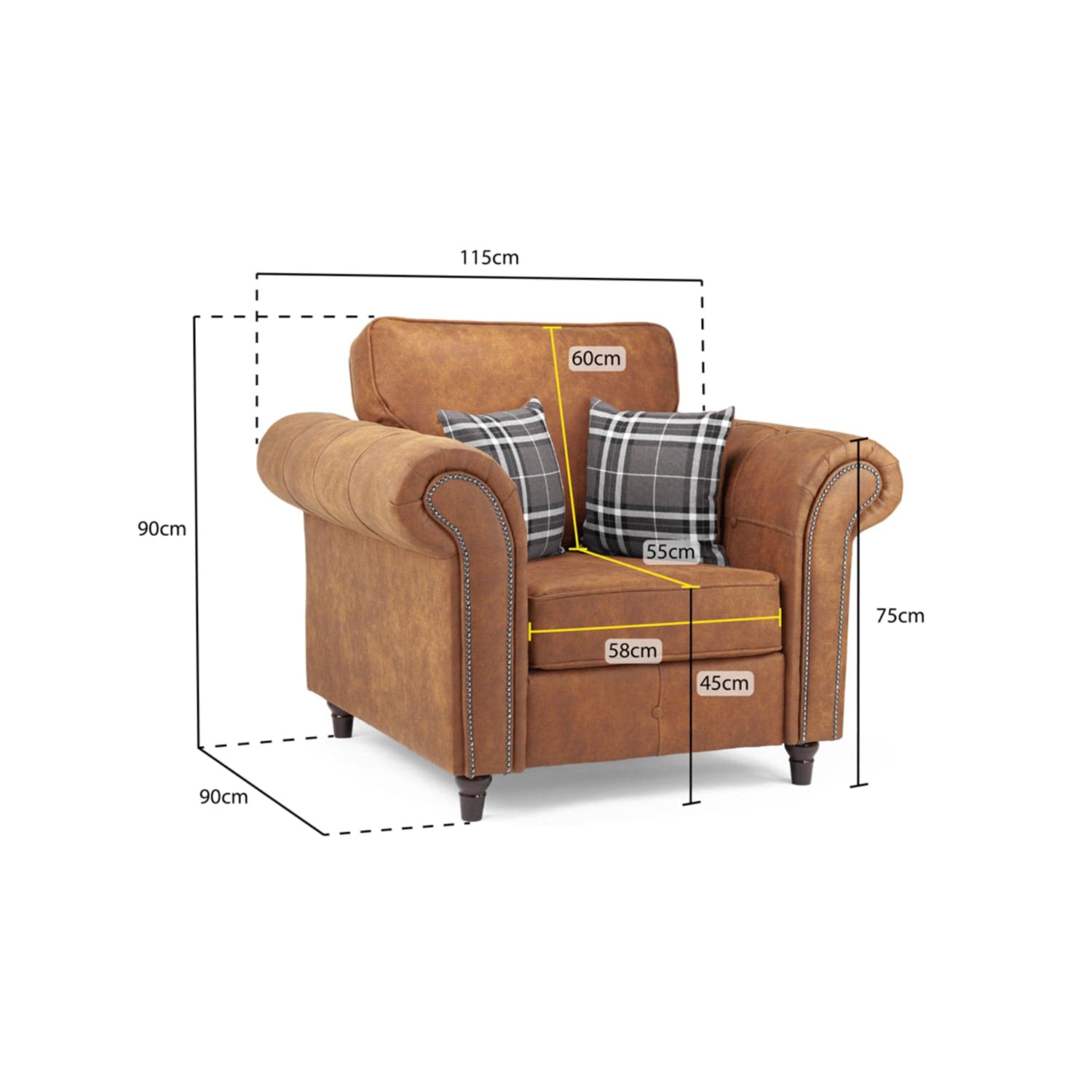 Oakland Sofa Tan Armchair (7025814339648)