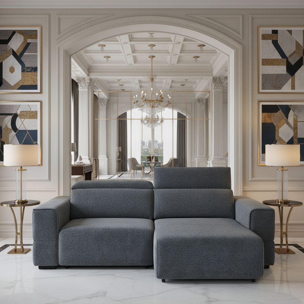 Ophelia Electric Reclining 3 Seater Sofa in Chenille Charcoal